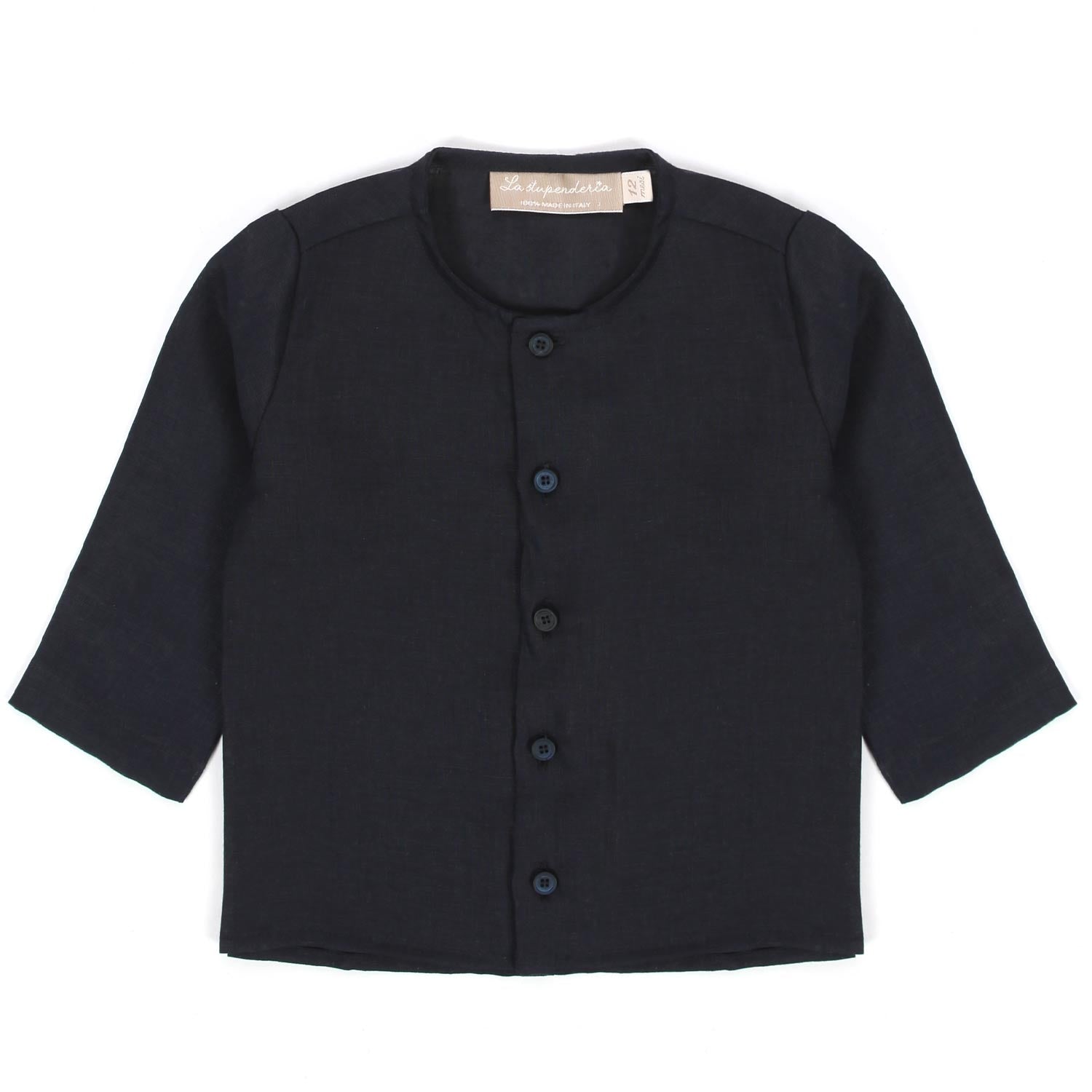 CAMICIA LINO BLU SCURO BAMBINO BABY - annameglio.com abbigliamento moda