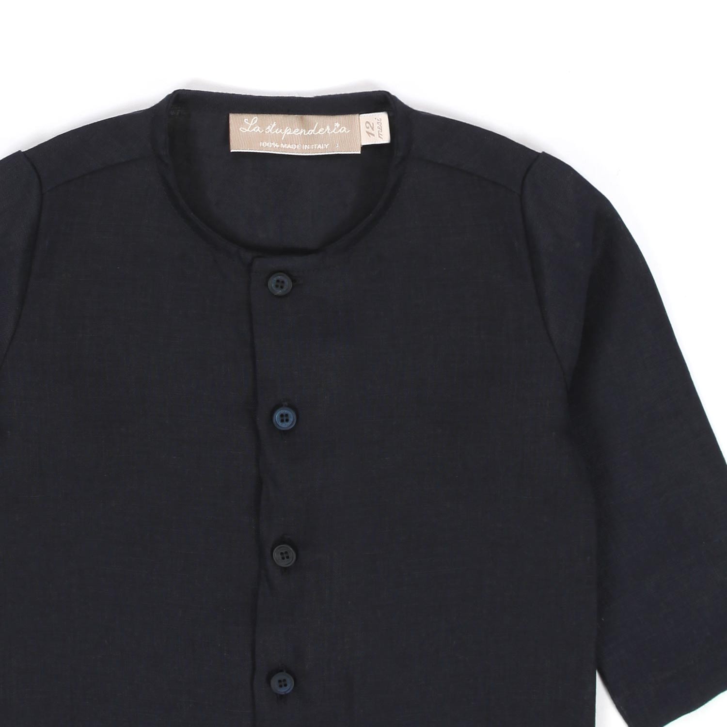 CAMICIA LINO BLU SCURO BAMBINO BABY - annameglio.com abbigliamento moda