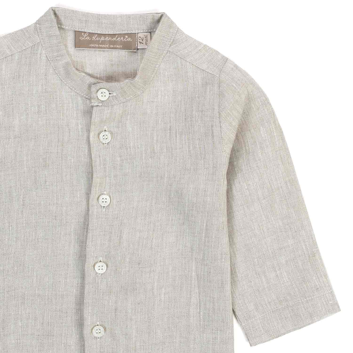 CAMICIA DI LINO COLOR SABBIA BAMBINO BABY - annameglio.com abbigliamento moda
