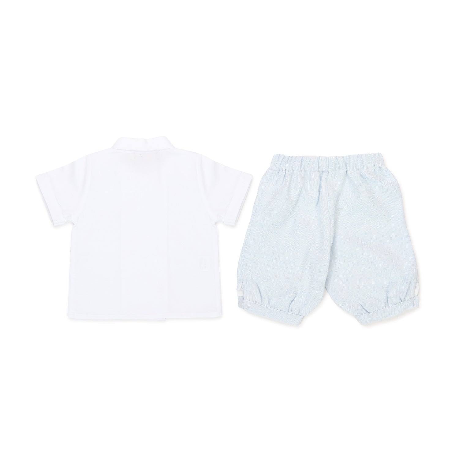 COMPLETINO DUE PEZZI BIANCO E CELESTE BAMBINO BEBÈ - annameglio.com abbigliamento moda