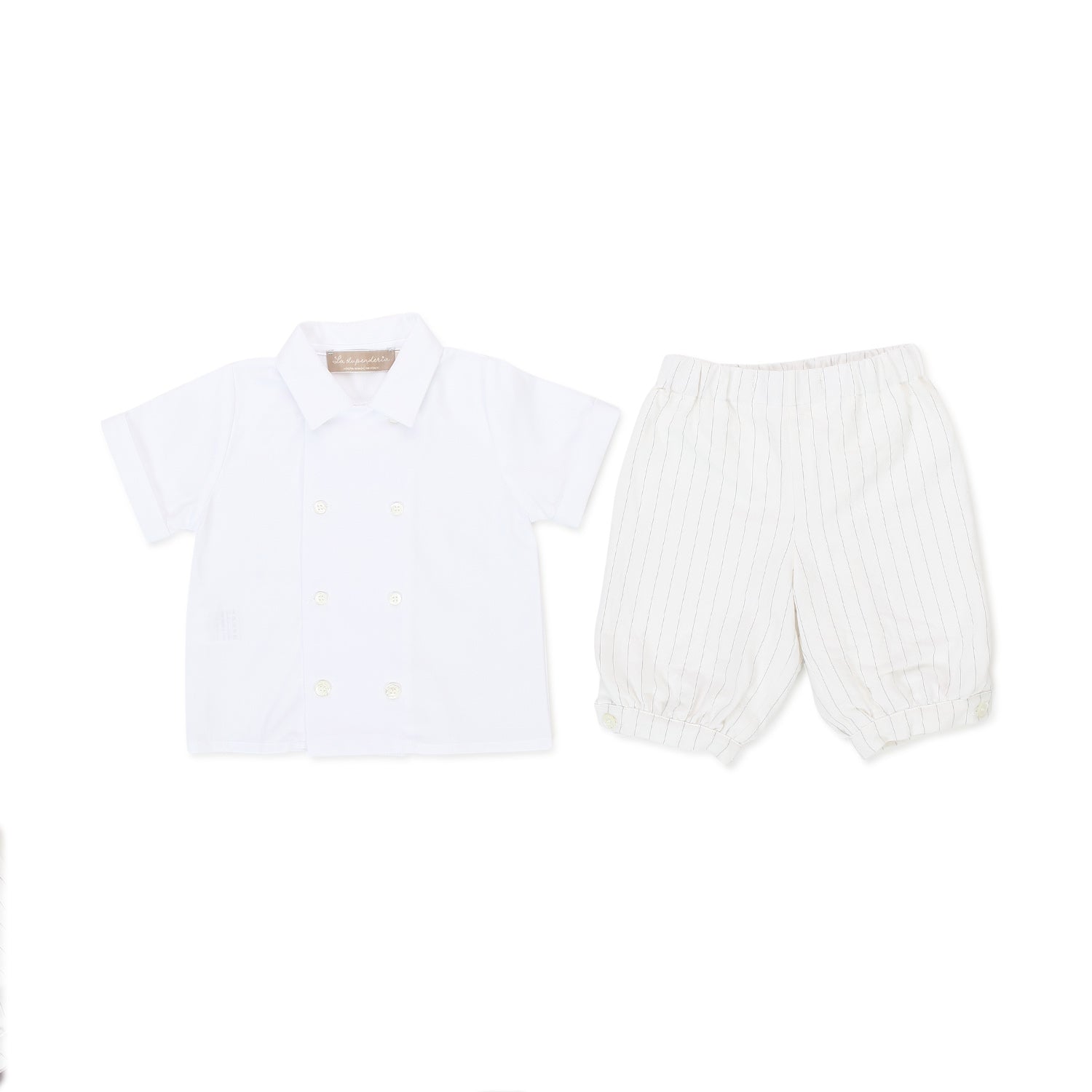 COMPLETINO DUE PEZZI BIANCO E PANNA BAMBINO BEBÈ - annameglio.com abbigliamento moda