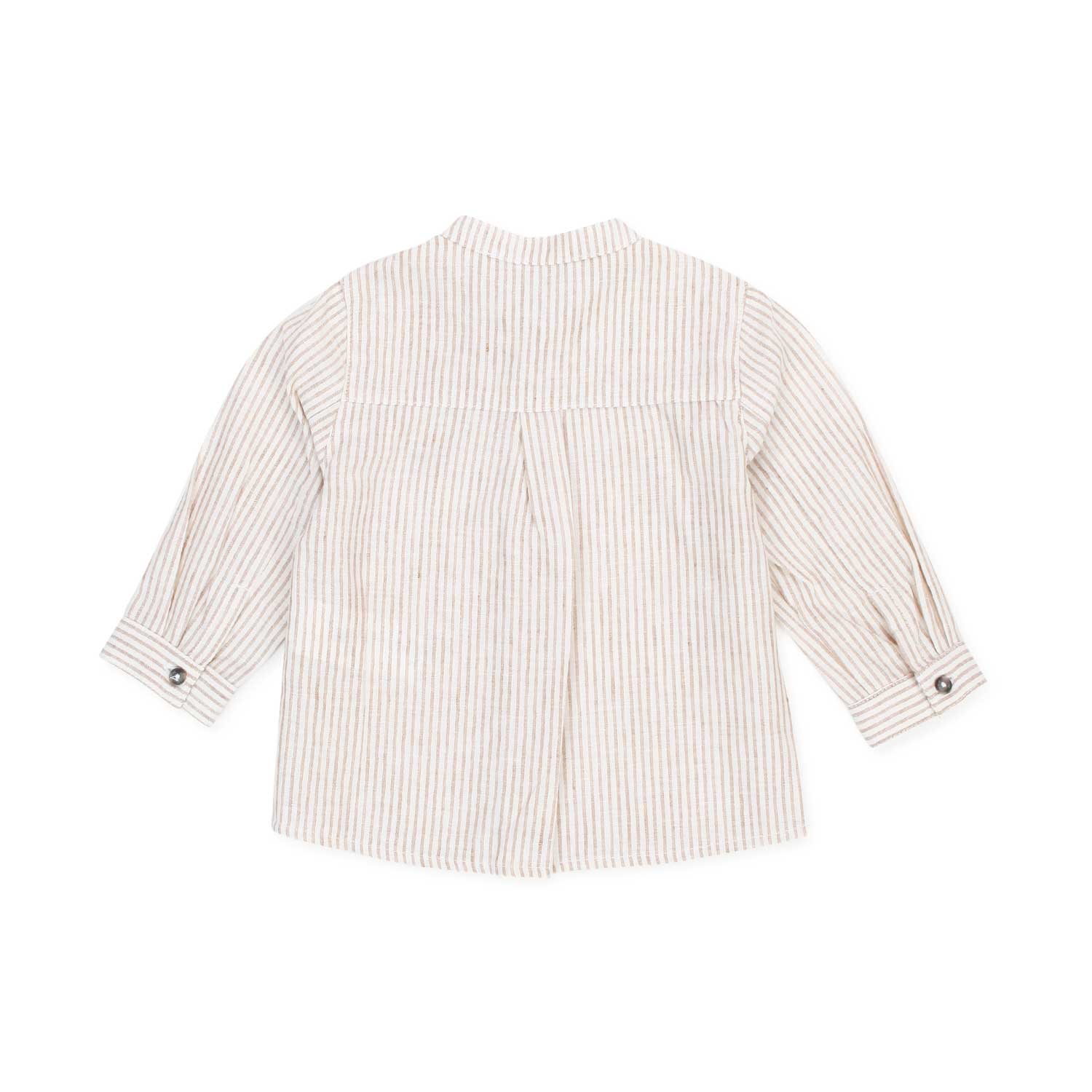 CAMICIA DI LINO BEIGE A RIGHE BIMBO E NEONATO - annameglio.com abbigliamento moda