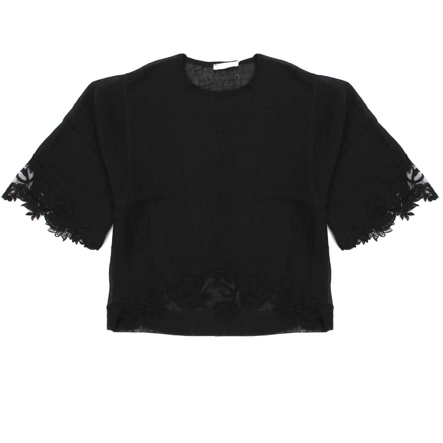 T-SHIRT CROPPED NERA DI LINO - annameglio.com abbigliamento moda
