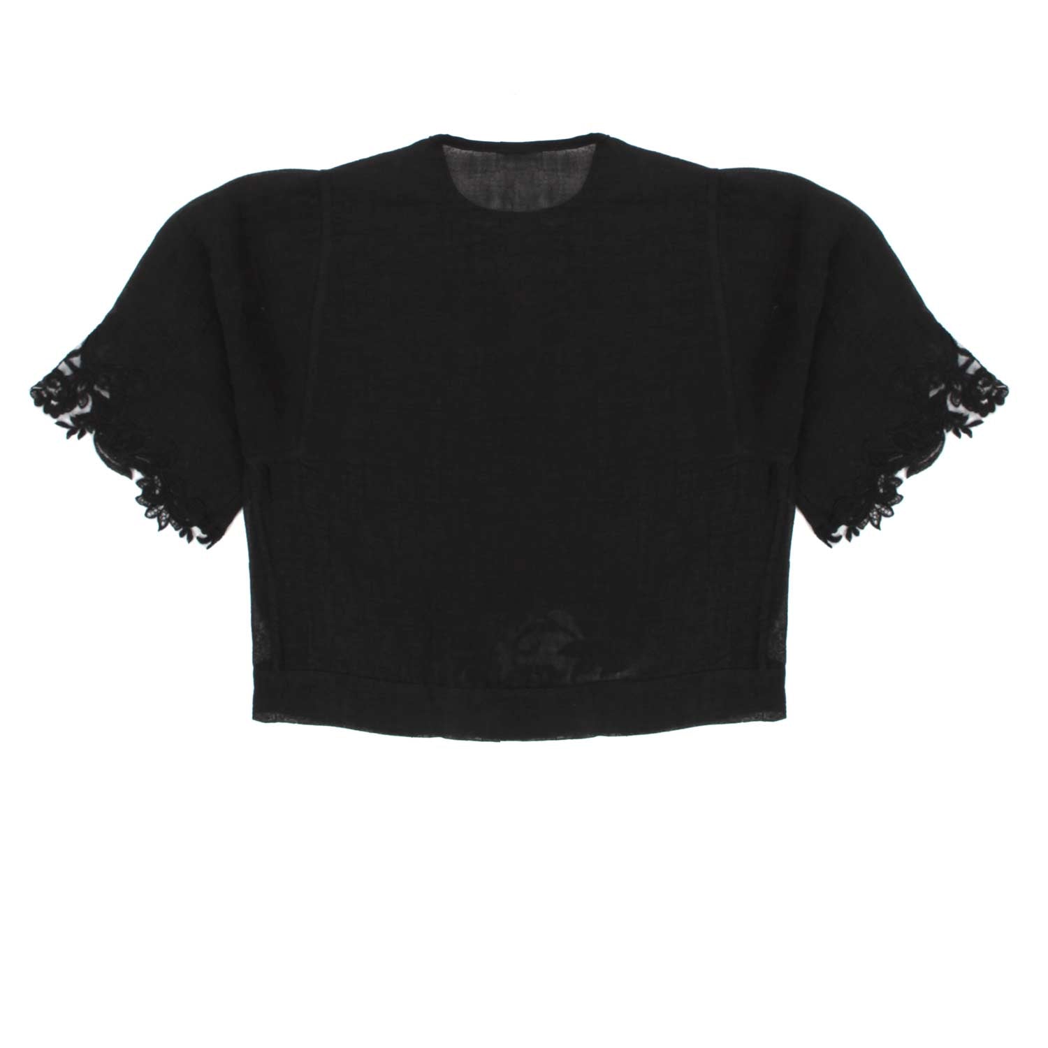 T-SHIRT CROPPED NERA DI LINO - annameglio.com abbigliamento moda