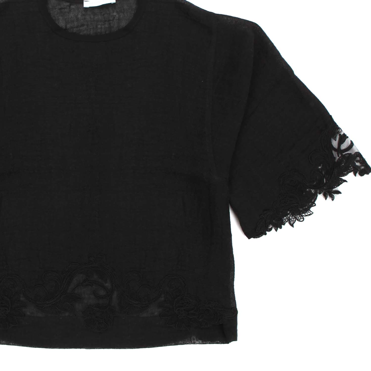 T-SHIRT CROPPED NERA DI LINO - annameglio.com abbigliamento moda