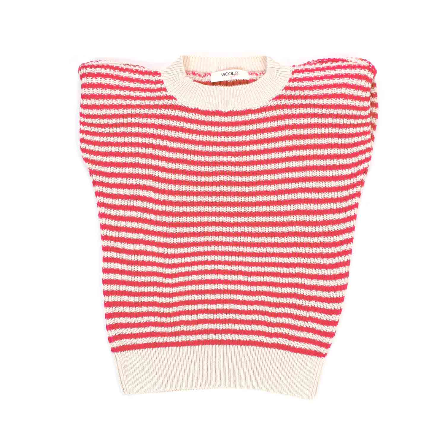 TOP IN MAGLIA BEIGE E ROSSO BAMBINA E TEEN - annameglio.com abbigliamento moda
