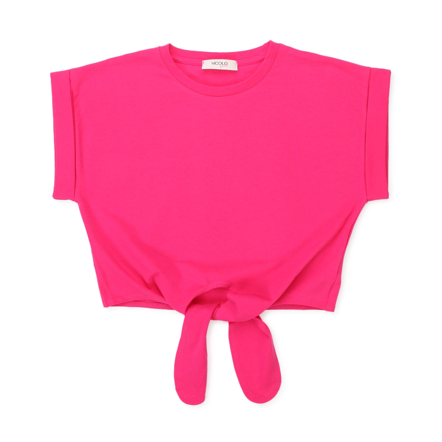 T-SHIRT CROPPED FUCSIA CON LEMBI BAMBINA E TEEN - annameglio.com abbigliamento moda
