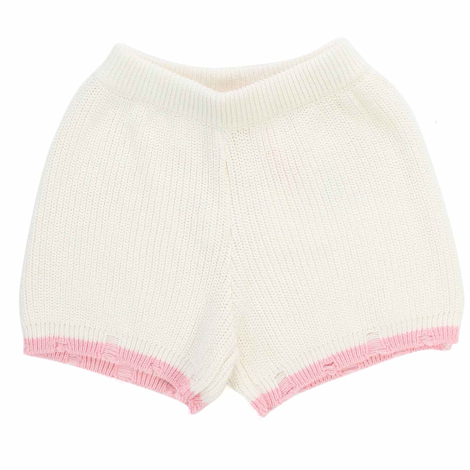 SHORTS IN MAGLIA COLOR LATTE E ROSA BAMBINA E TEEN - annameglio.com abbigliamento moda