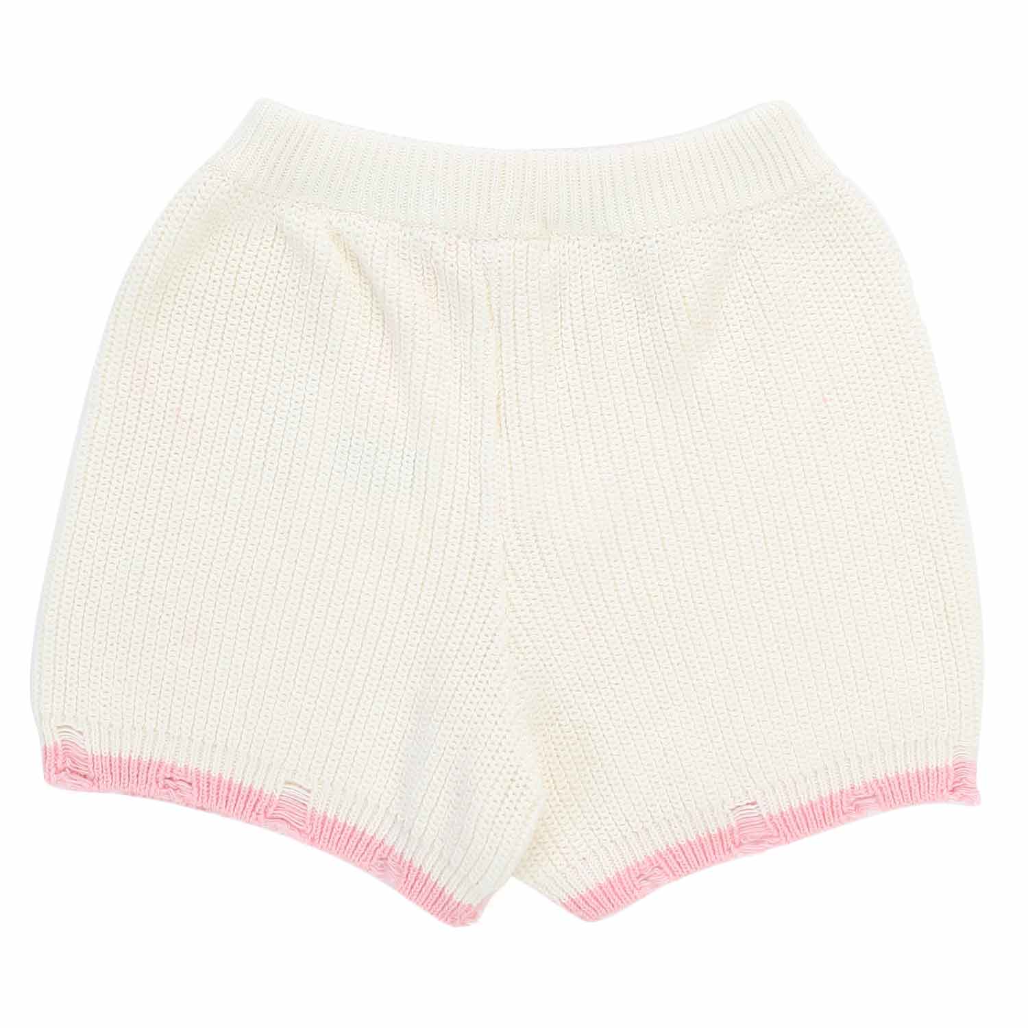 SHORTS IN MAGLIA COLOR LATTE E ROSA BAMBINA E TEEN - annameglio.com abbigliamento moda