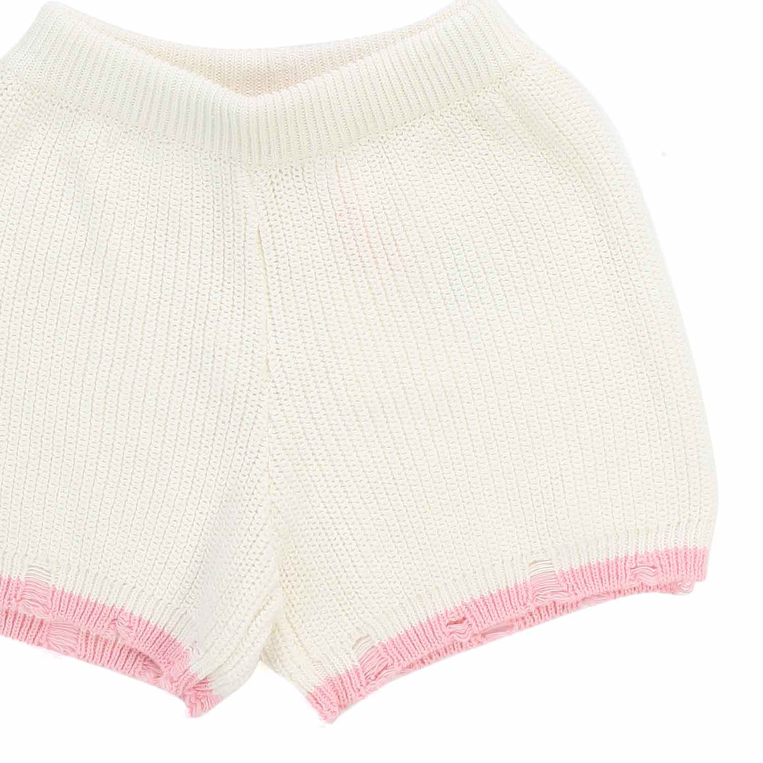 SHORTS IN MAGLIA COLOR LATTE E ROSA BAMBINA E TEEN - annameglio.com abbigliamento moda
