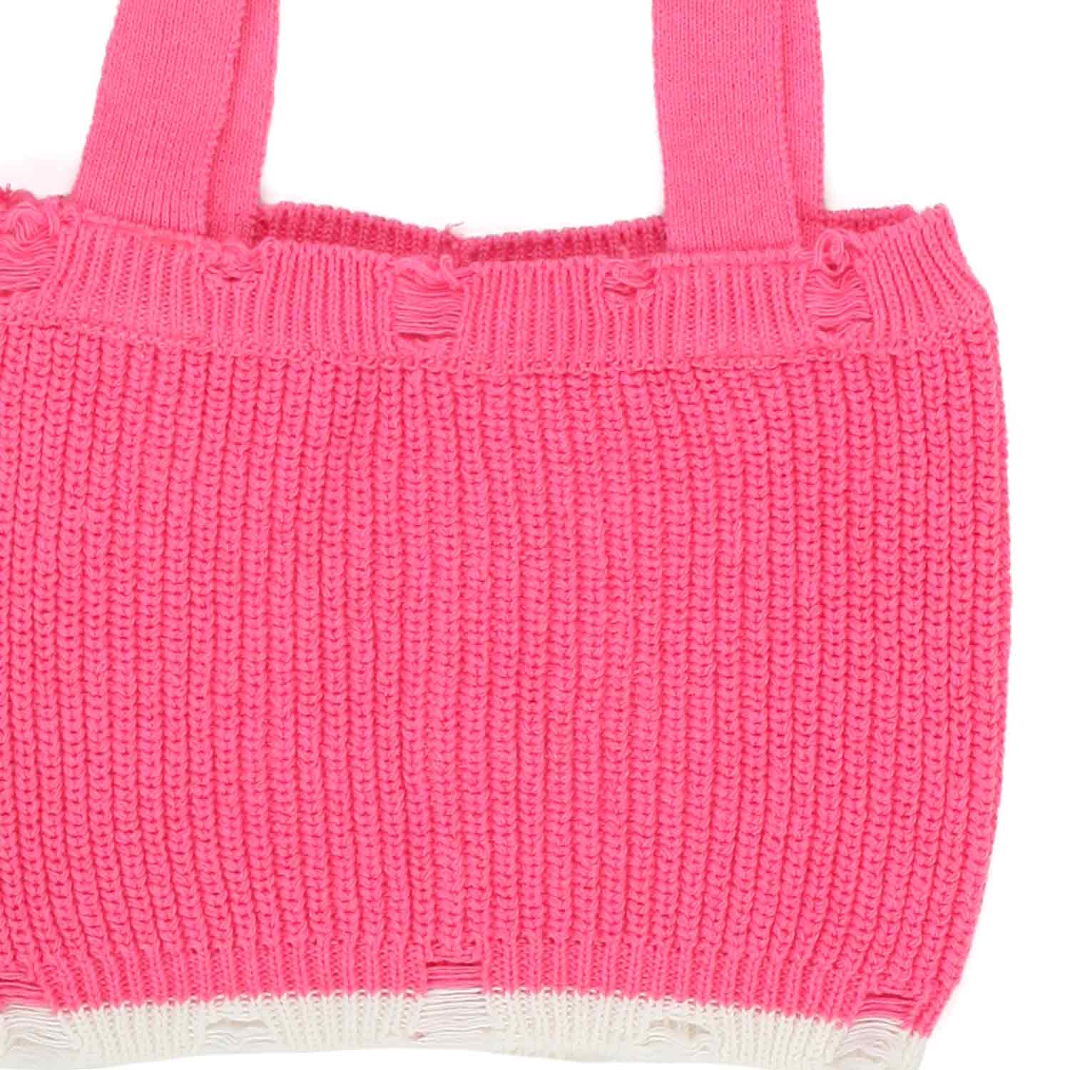 TOP CORTO FUCSIA LAVORATO A MAGLIA BAMBINA E TEEN - annameglio.com abbigliamento moda