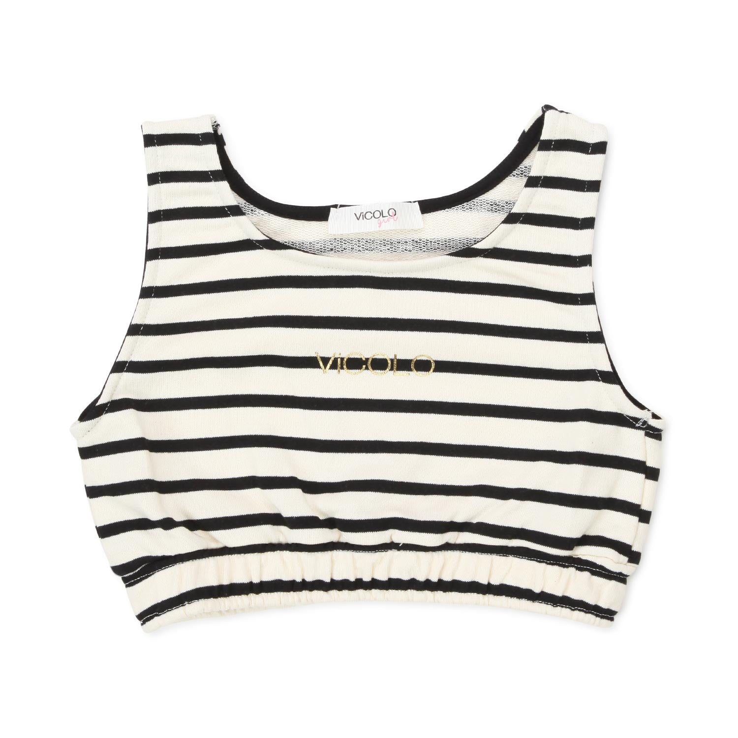 TOP CORTO PANNA E NERO A RIGHE BAMBINA E TEEN - annameglio.com abbigliamento moda