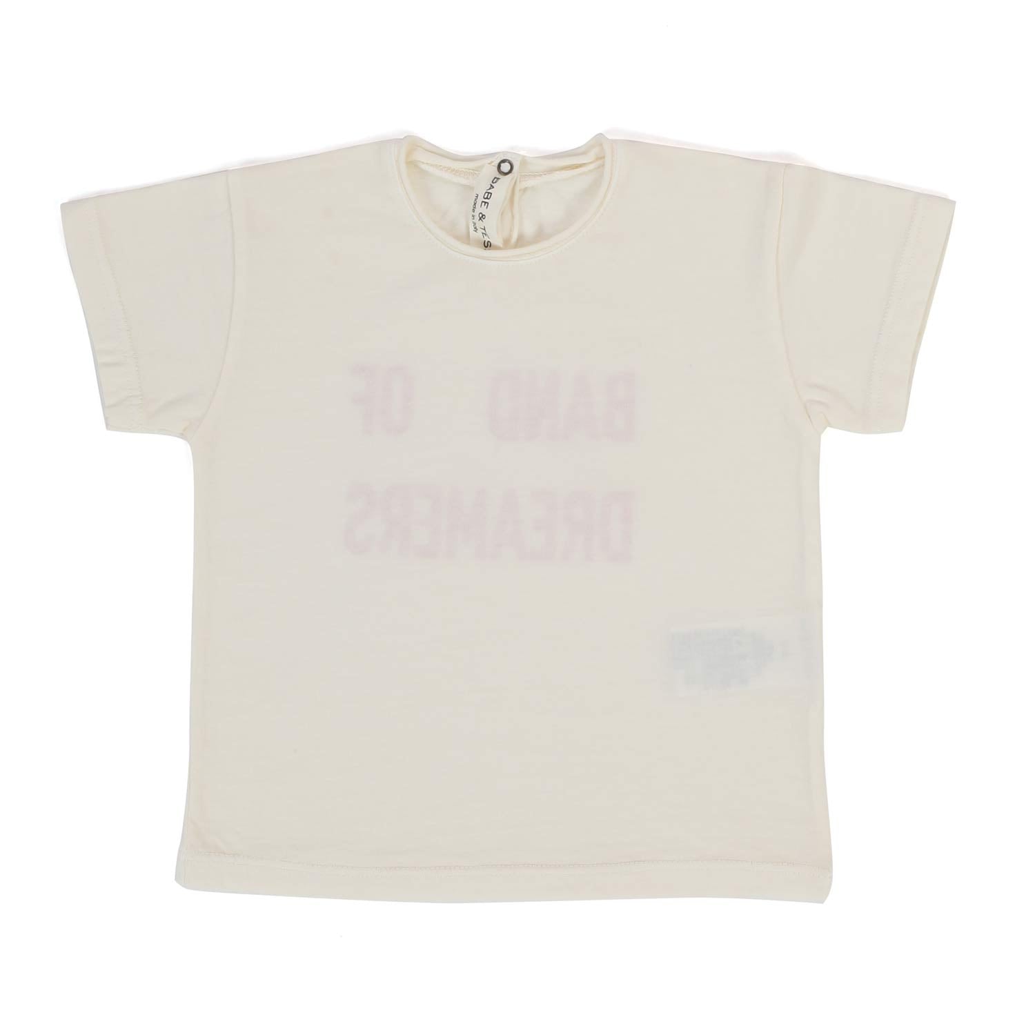 T-SHIRT PANNA CON LETTERING ROSSO BABY UNISEX - annameglio.com abbigliamento moda