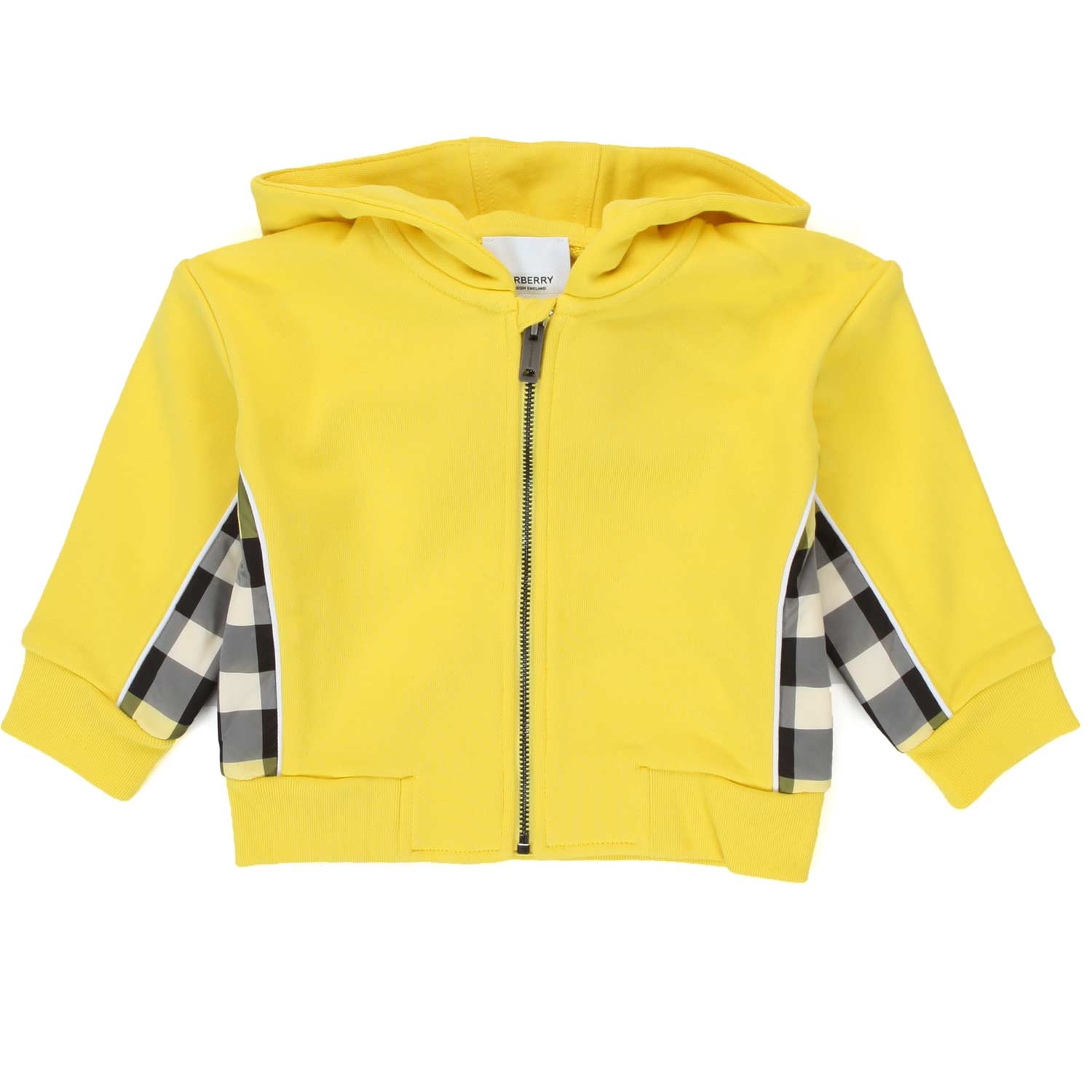 FELPA HOODIE GIALLA E TARTAN BABY UNISEX - annameglio.com abbigliamento moda