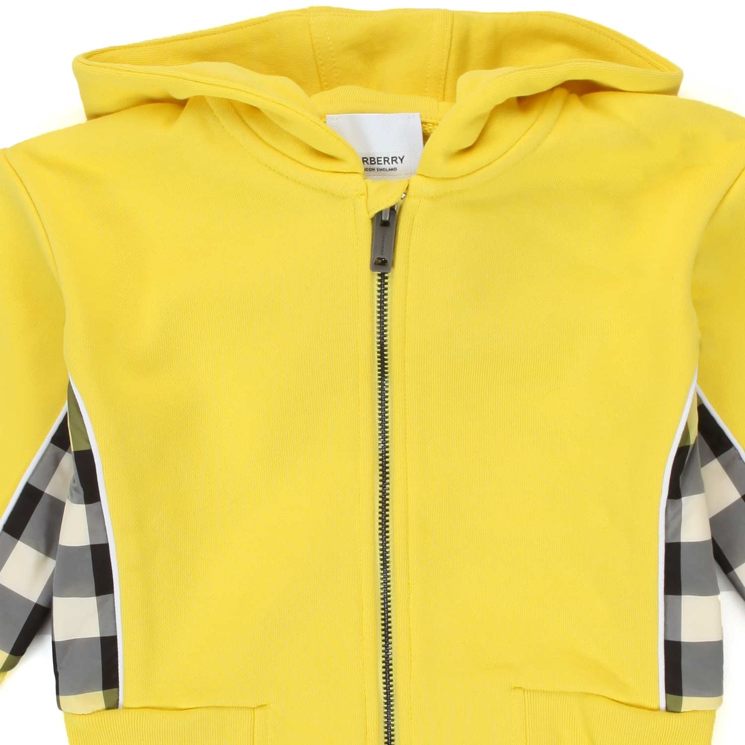 FELPA HOODIE GIALLA E TARTAN BABY UNISEX - annameglio.com abbigliamento moda