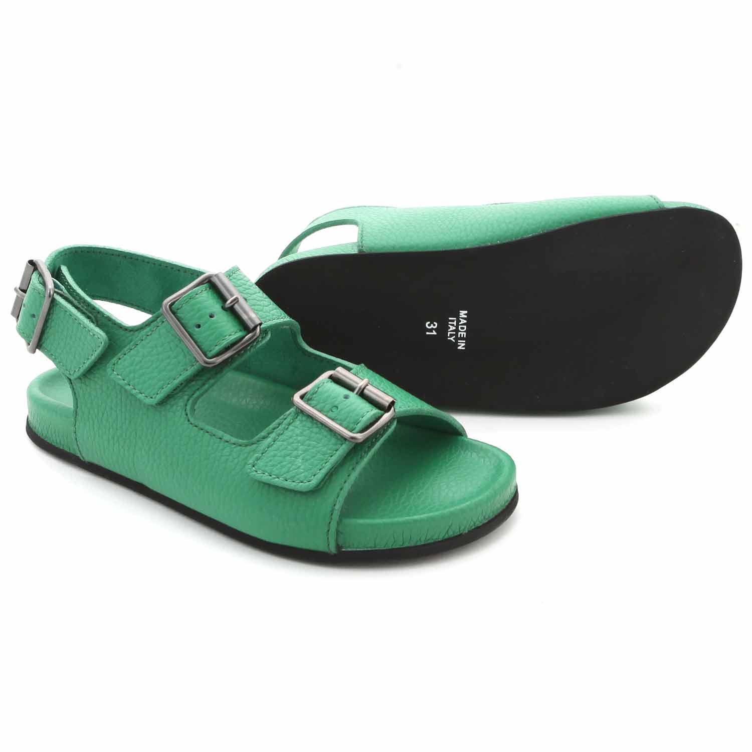 SANDALI UNISEX VERDI IN PELLE JR E TEEN - annameglio.com abbigliamento moda