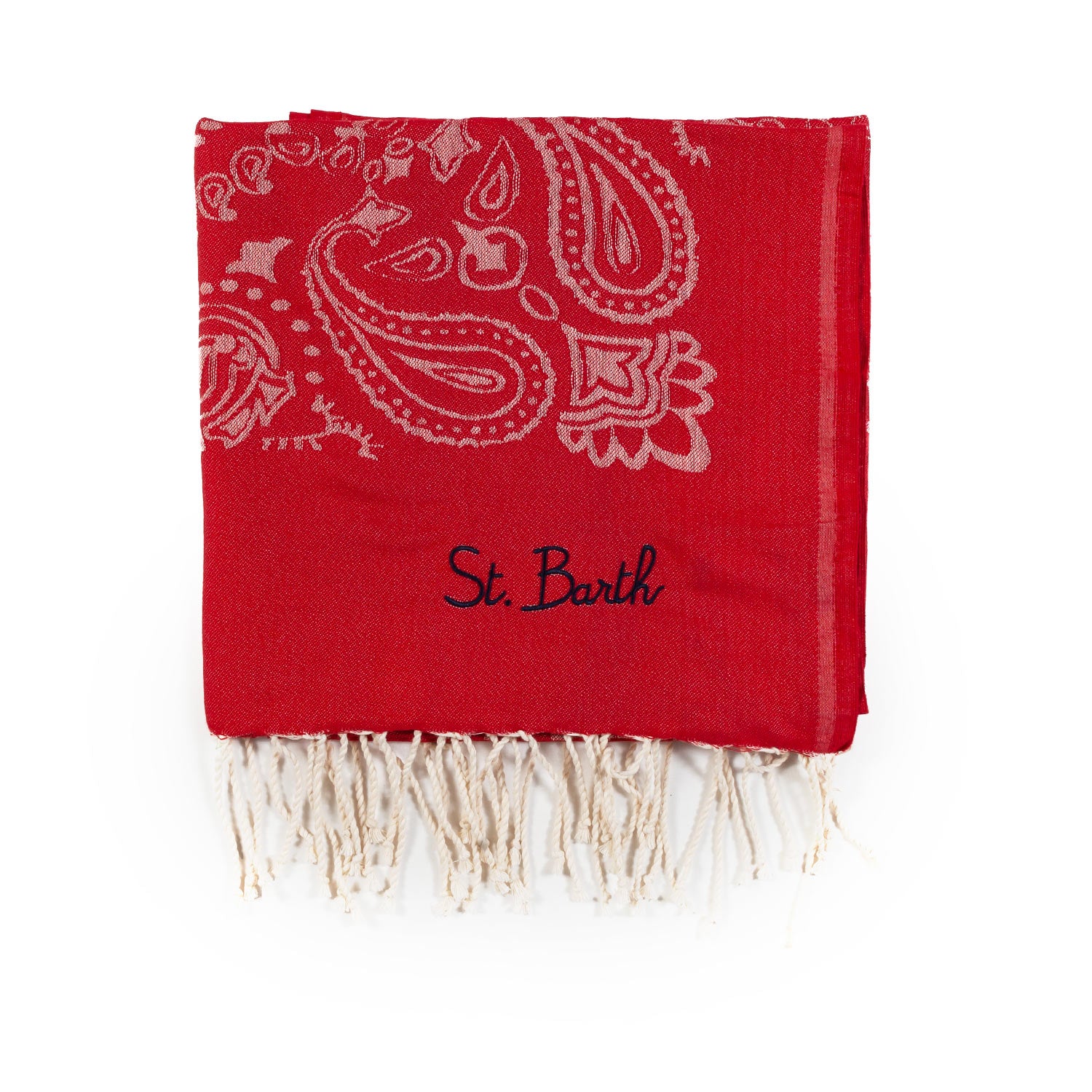 TELO MARE FOUTA BANDANA ROSSO E BIANCO NATURALE - annameglio.com abbigliamento moda