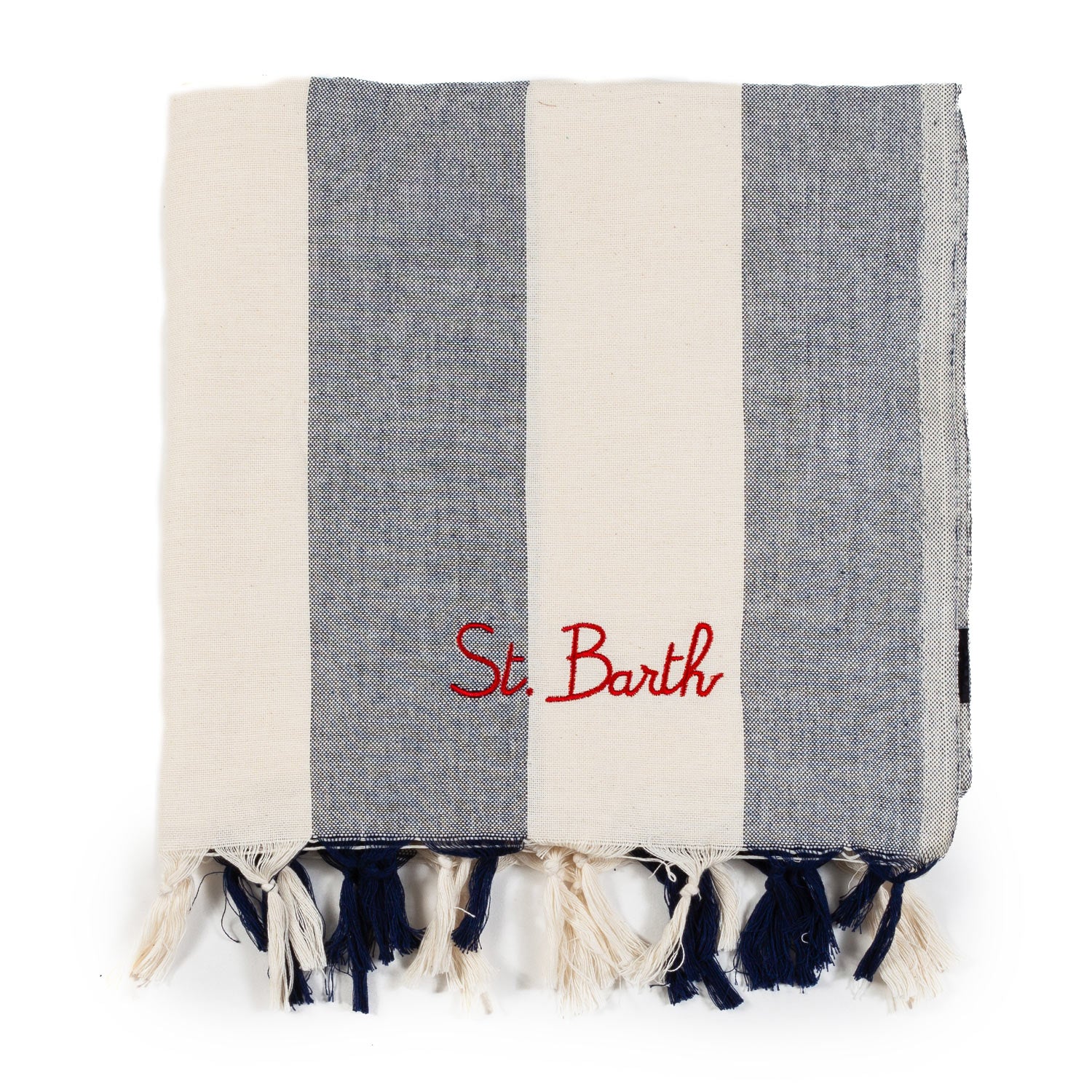 TELO MARE FOUTA BIANCO PANNA E BLU SCURO A STRISCE - annameglio.com abbigliamento moda