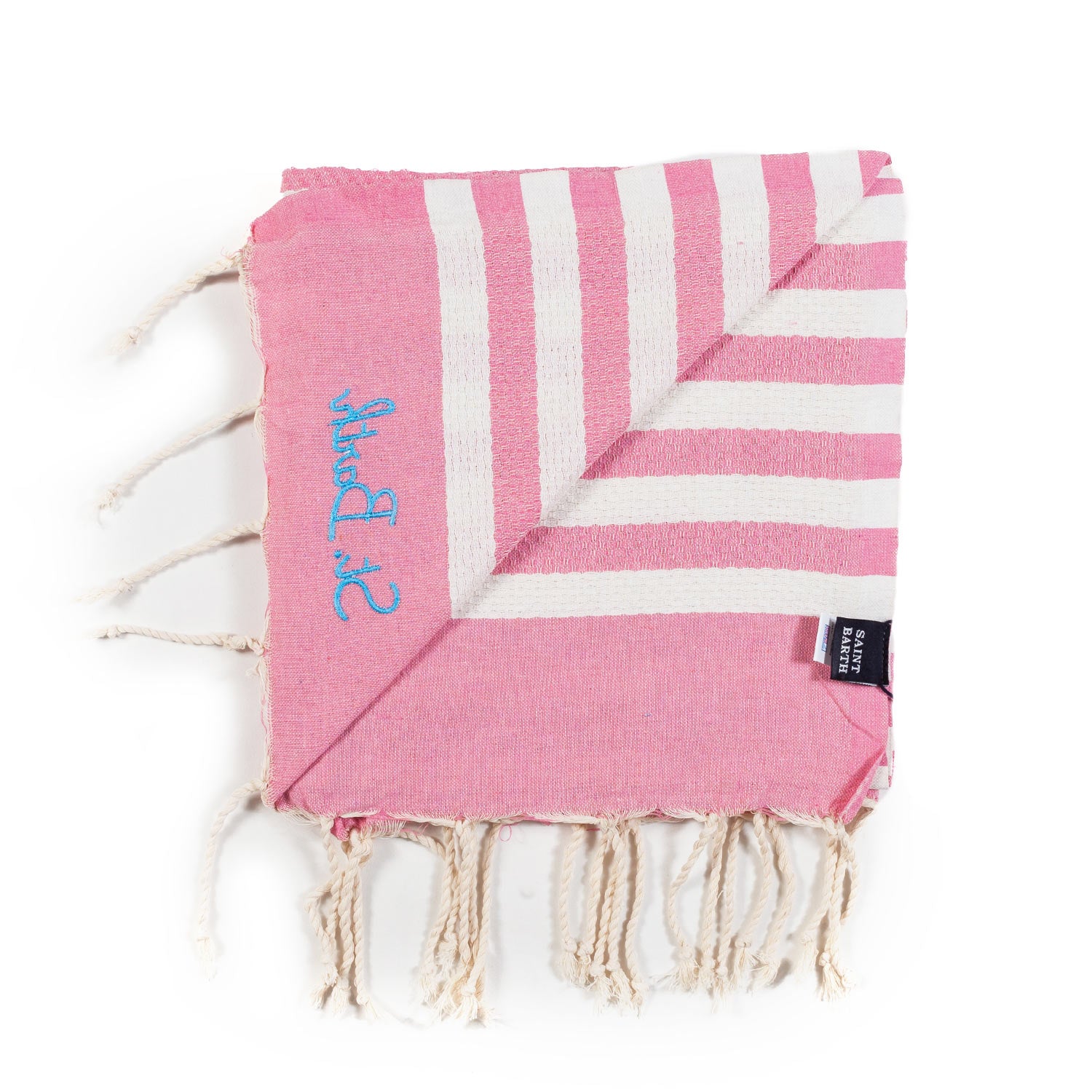TELO MARE FOUTA BIANCO NATURALE E ROSA A RIGHE - annameglio.com abbigliamento moda