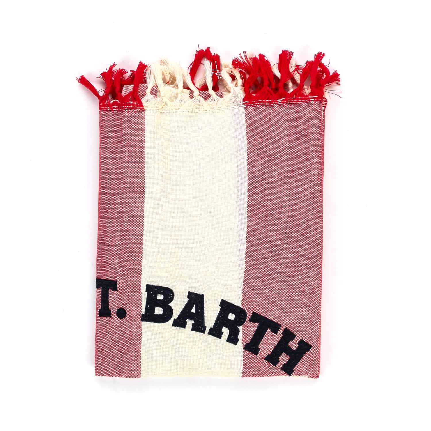 TELO MARE FOUTA UNISEX BIANCO E ROSSO A STRISCE - annameglio.com abbigliamento moda