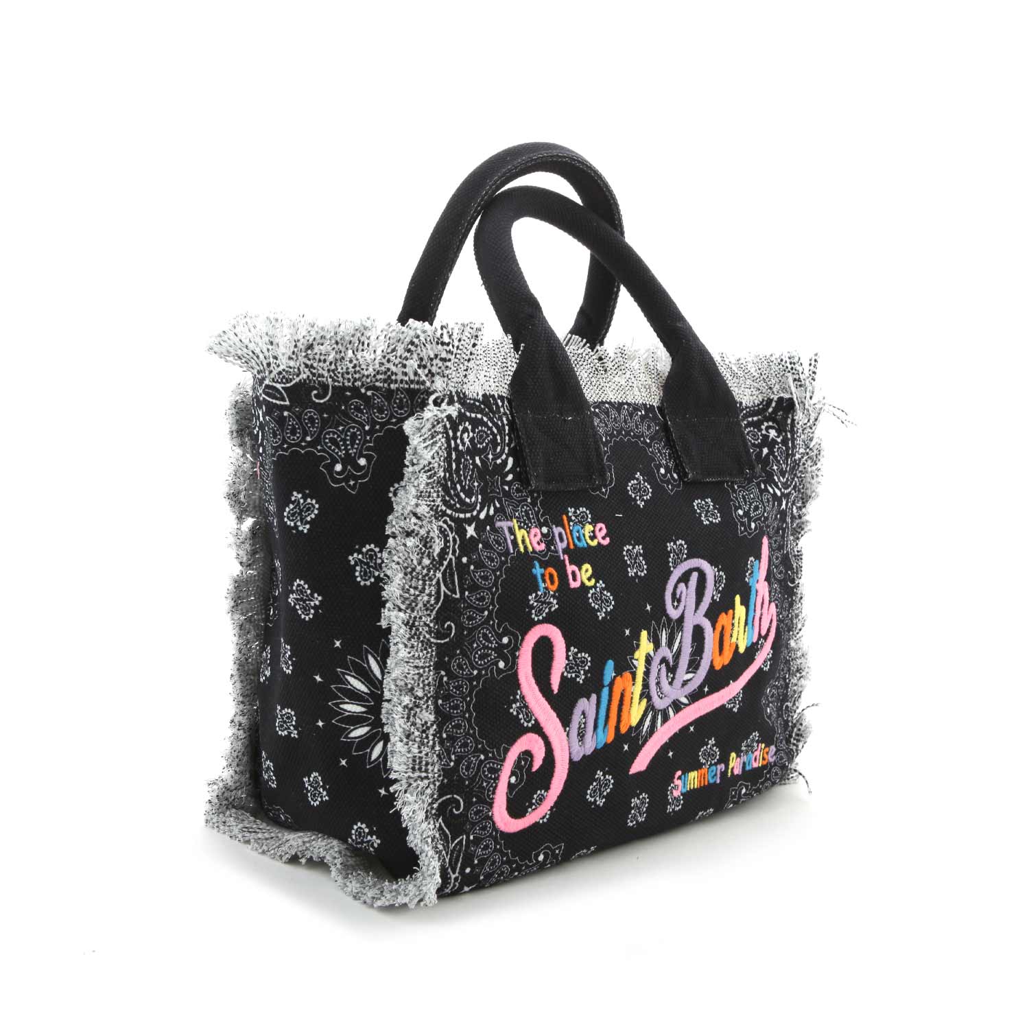 BORSA A MANO COLETTE NERA CON STAMPA BANDANA - annameglio.com abbigliamento moda