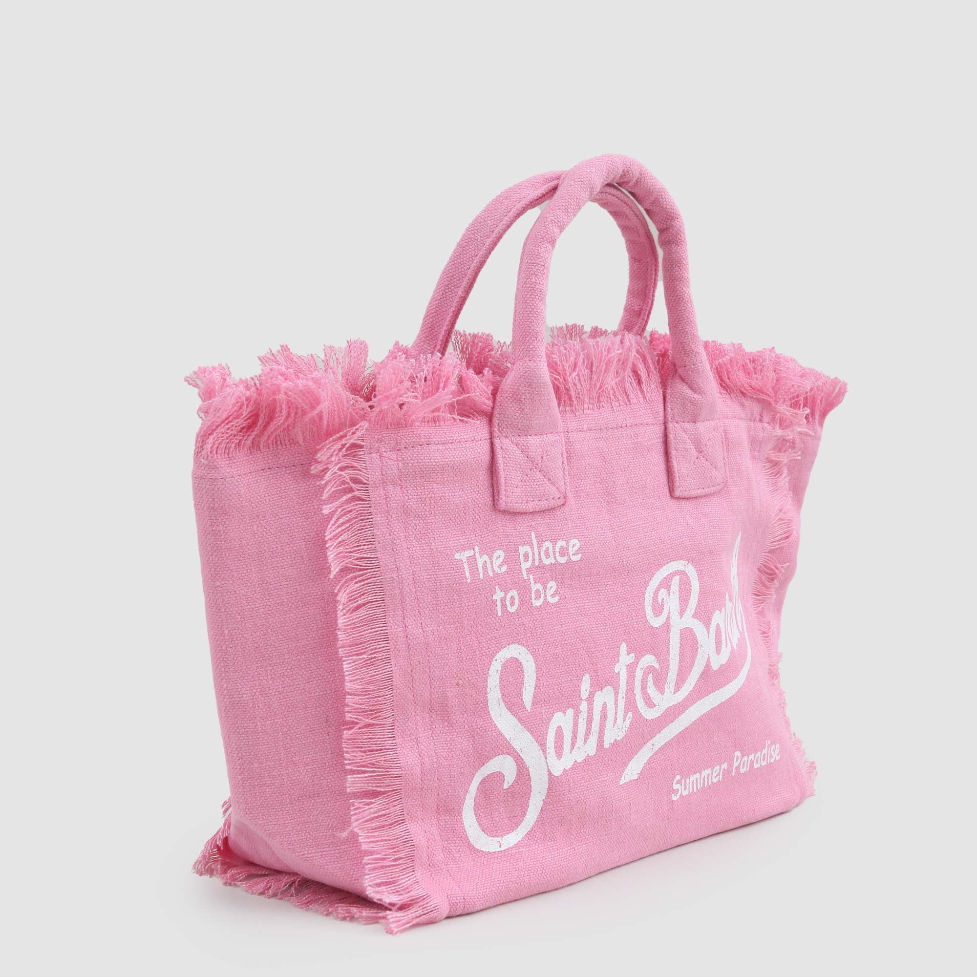 BORSA A MANO MINI COLETTE ROSA CON LOGHI BIANCHI - annameglio.com abbigliamento moda