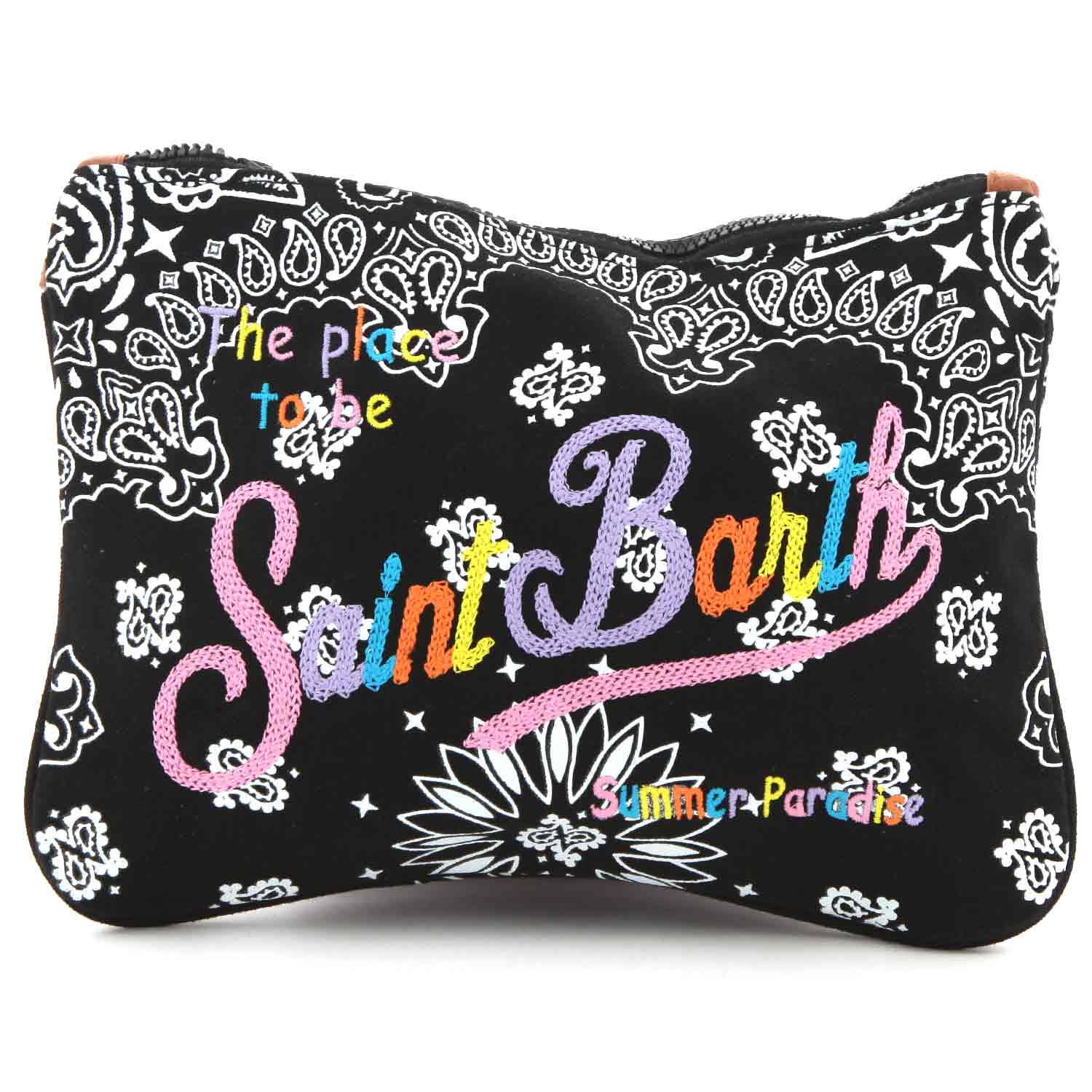POCHETTE PARISIENNE NERA CON STAMPA BANDANA - annameglio.com abbigliamento moda