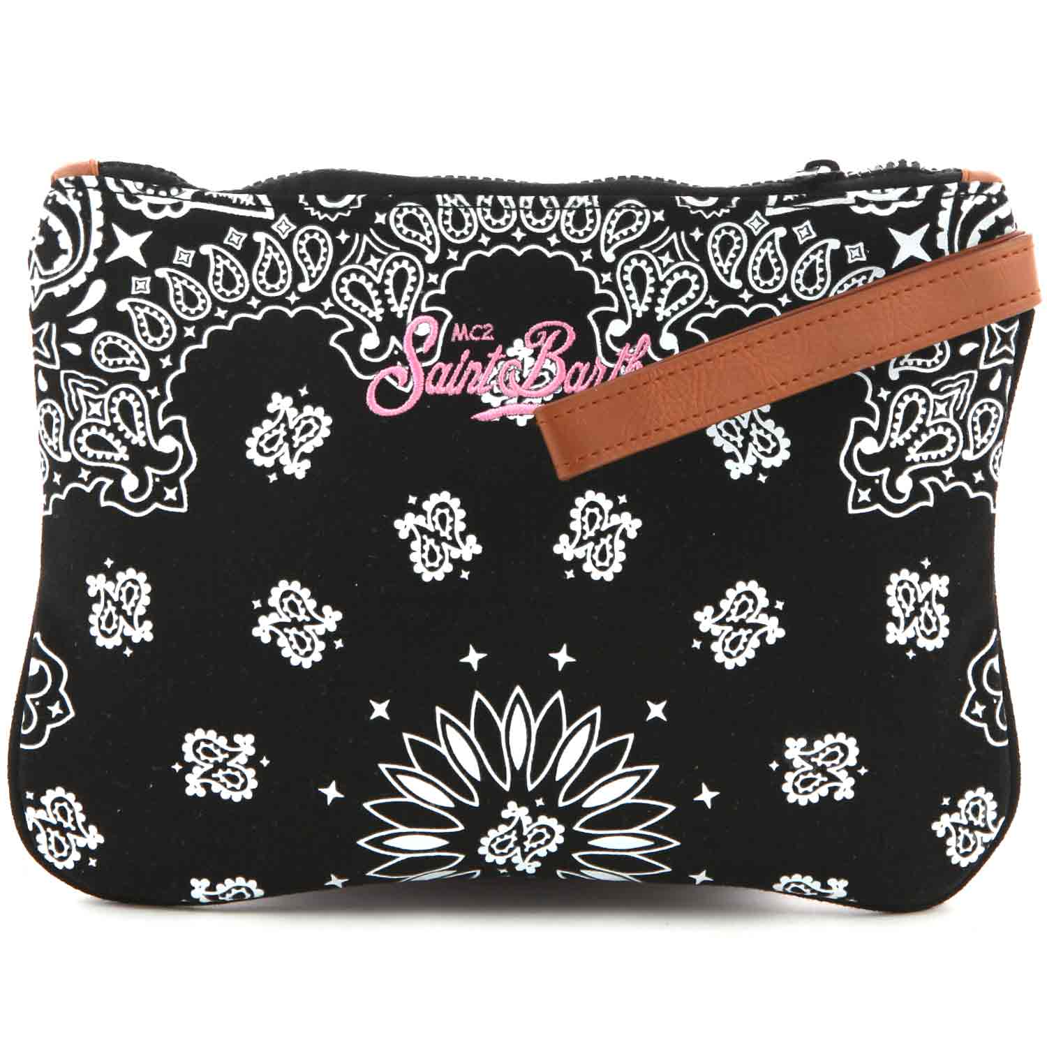 POCHETTE PARISIENNE NERA CON STAMPA BANDANA - annameglio.com abbigliamento moda