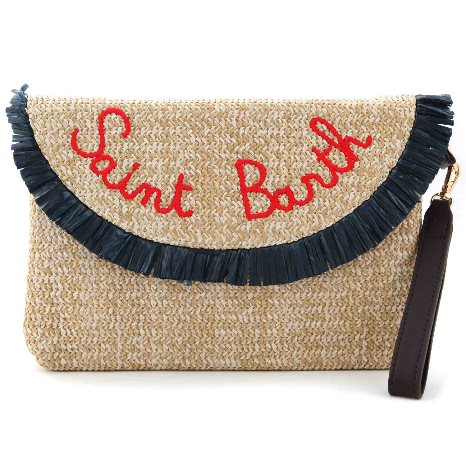 POCHETTE DI PAGLIA CON FRANGE BLU - annameglio.com abbigliamento moda