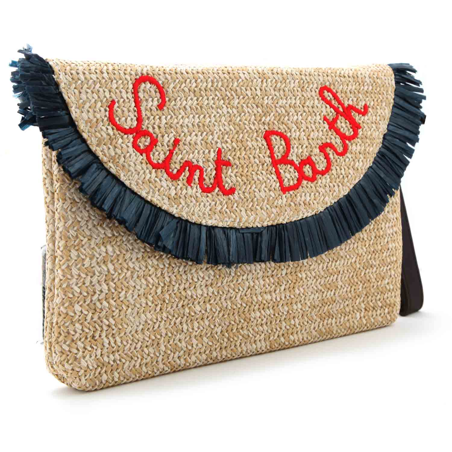 POCHETTE DI PAGLIA CON FRANGE BLU - annameglio.com abbigliamento moda