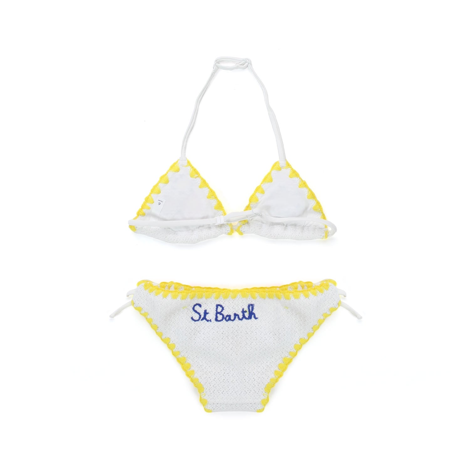 BIKINI CROCHET BIANCO CON ORLI GIALLI - annameglio.com abbigliamento moda