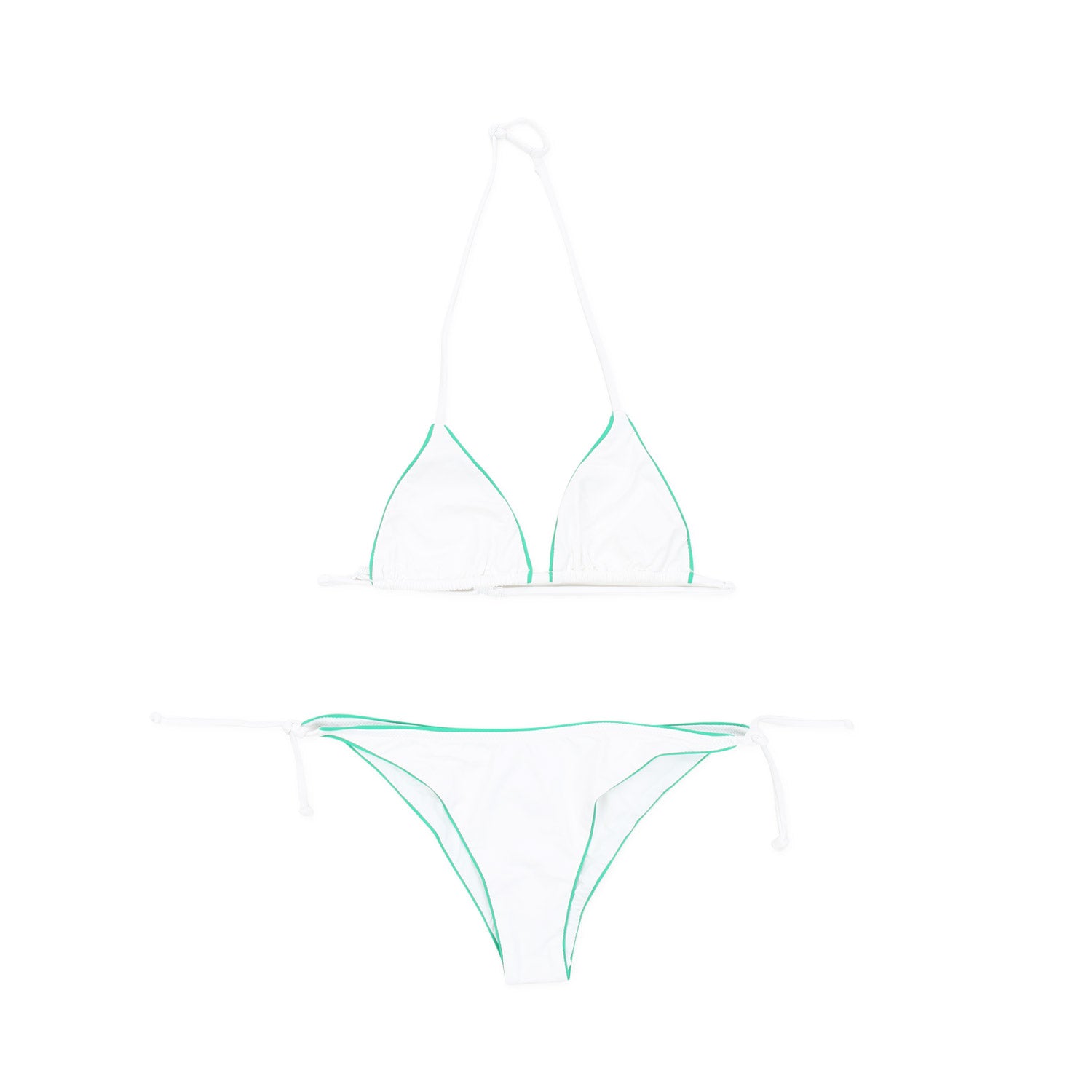 BIKINI BIANCO CON ORLI VERDI BAMBINA E TEEN - annameglio.com abbigliamento moda