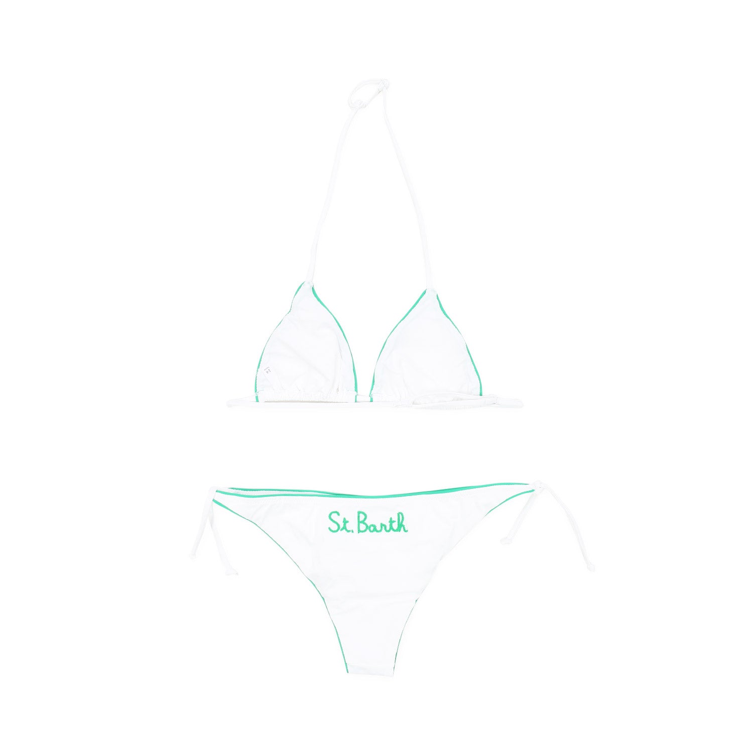 BIKINI BIANCO CON ORLI VERDI BAMBINA E TEEN - annameglio.com abbigliamento moda