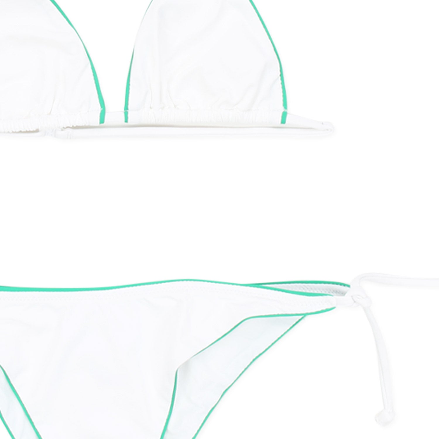 BIKINI BIANCO CON ORLI VERDI BAMBINA E TEEN - annameglio.com abbigliamento moda
