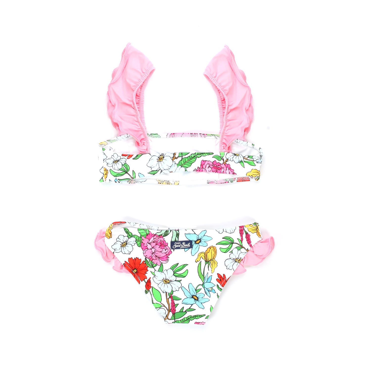 BIKINI A FASCIA BIANCO CON ROUCHES ROSA BAMBINA - annameglio.com abbigliamento moda