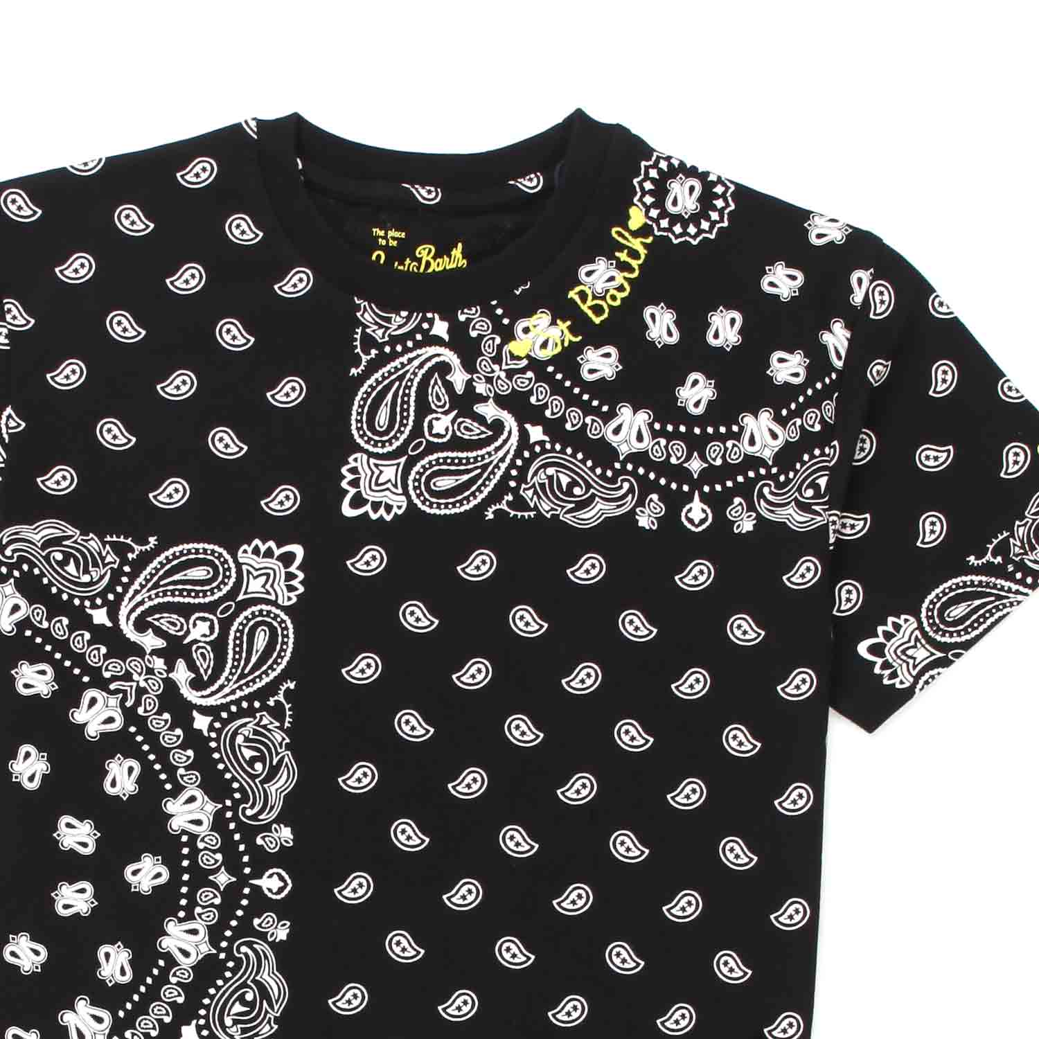T-SHIRT NERA CON STAMPA BANDANA BAMBINA E TEEN - annameglio.com abbigliamento moda