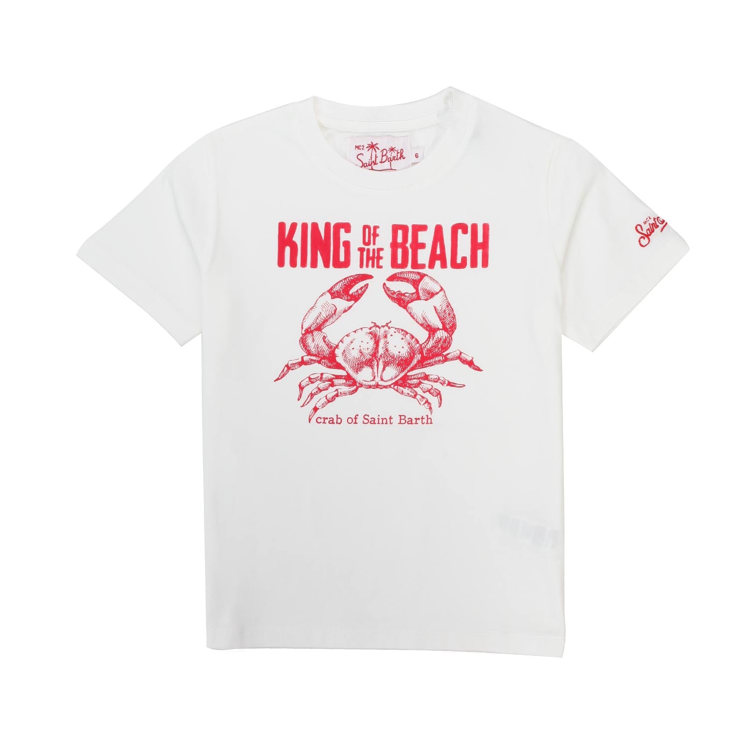 T-SHIRT BIANCA CON GRANCHIO ROSSO BAMBINO - annameglio.com abbigliamento moda