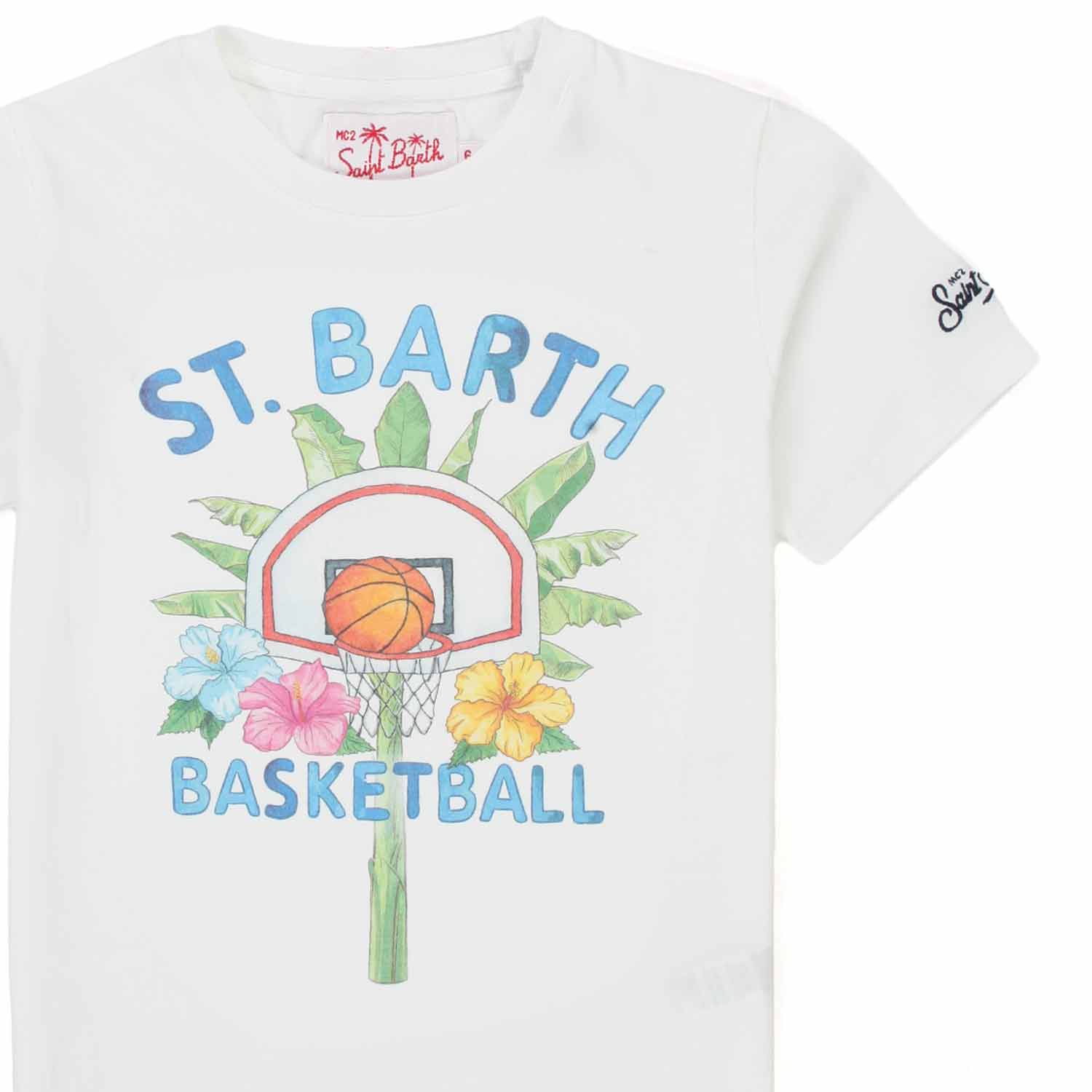 T-SHIRT BIANCA CON STAMPA BASKETBALL - annameglio.com abbigliamento moda