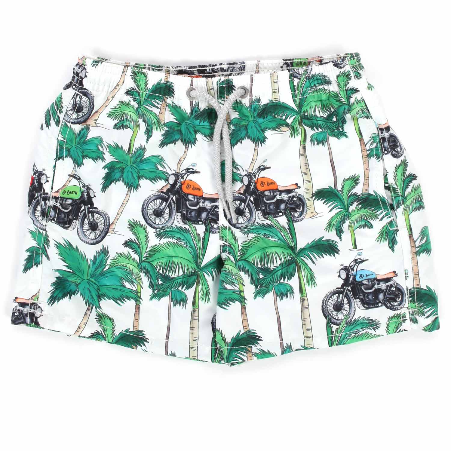 COSTUME BOXER BIANCO CON PALME E MOTOCICLETTE - annameglio.com abbigliamento moda