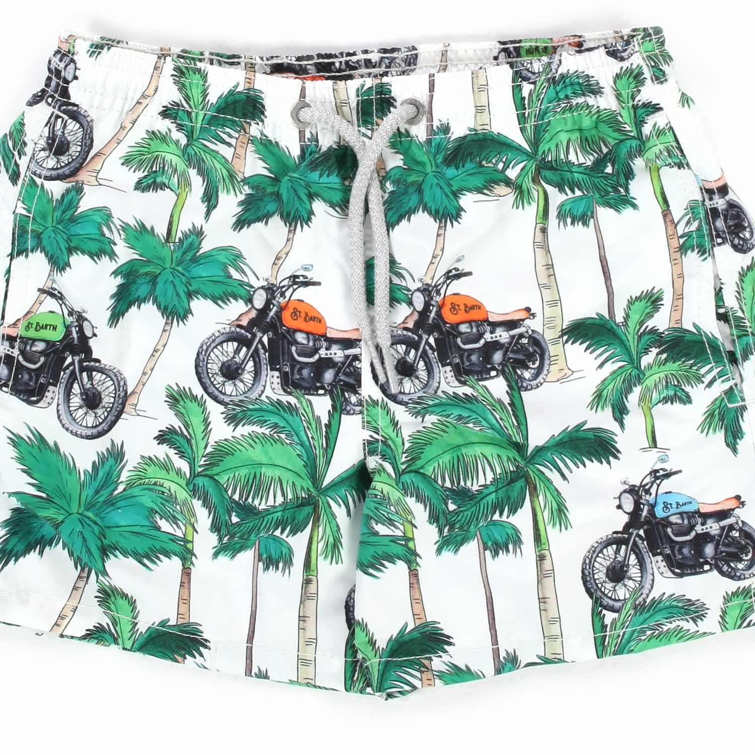 COSTUME BOXER BIANCO CON PALME E MOTOCICLETTE - annameglio.com abbigliamento moda