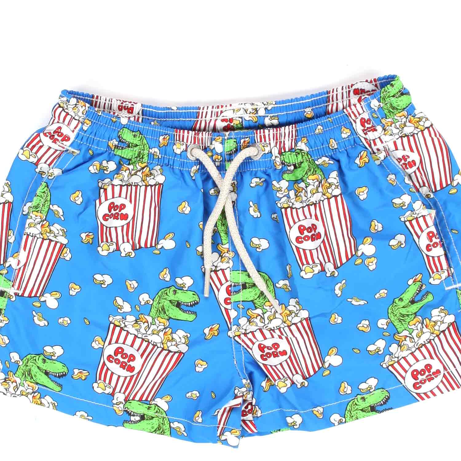 COSTUME BOXER AZZURRO CON T-REX E POP-CORN BAMBINO - annameglio.com abbigliamento moda