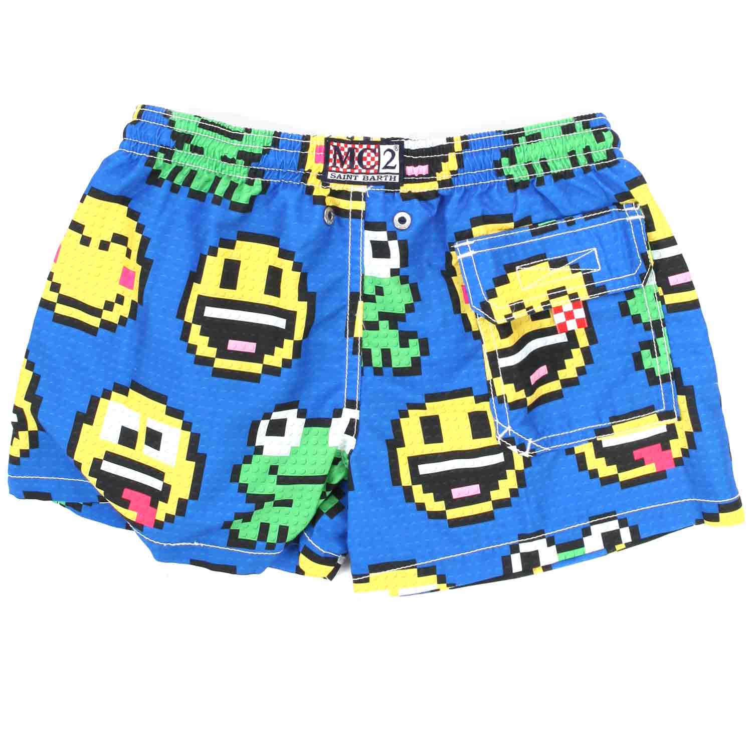 COSTUME BOXER AZZURRO CON EMOJI GIALLE BAMBINO - annameglio.com abbigliamento moda