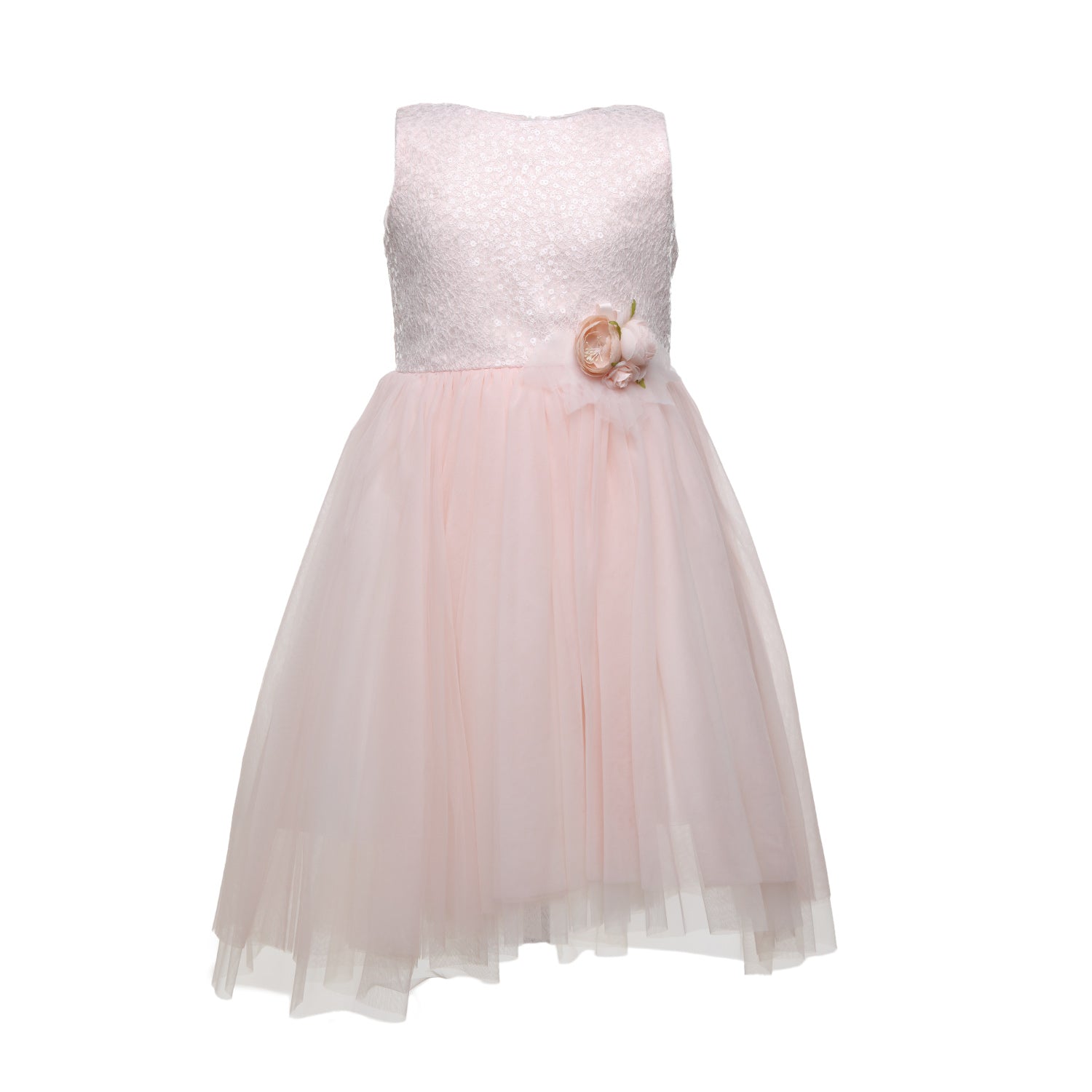 ABITO CERIMONIA ROSA CON SPILLA FLOREALE BAMBINA - annameglio.com abbigliamento moda