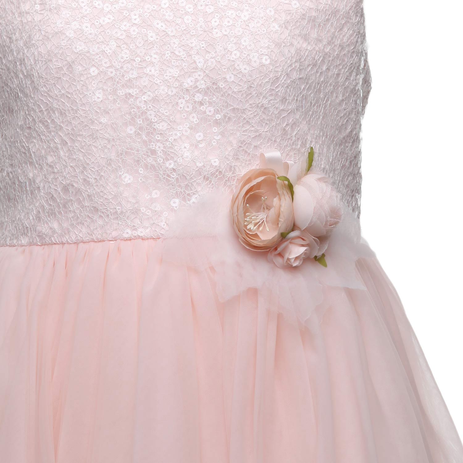 ABITO CERIMONIA ROSA CON SPILLA FLOREALE BAMBINA - annameglio.com abbigliamento moda