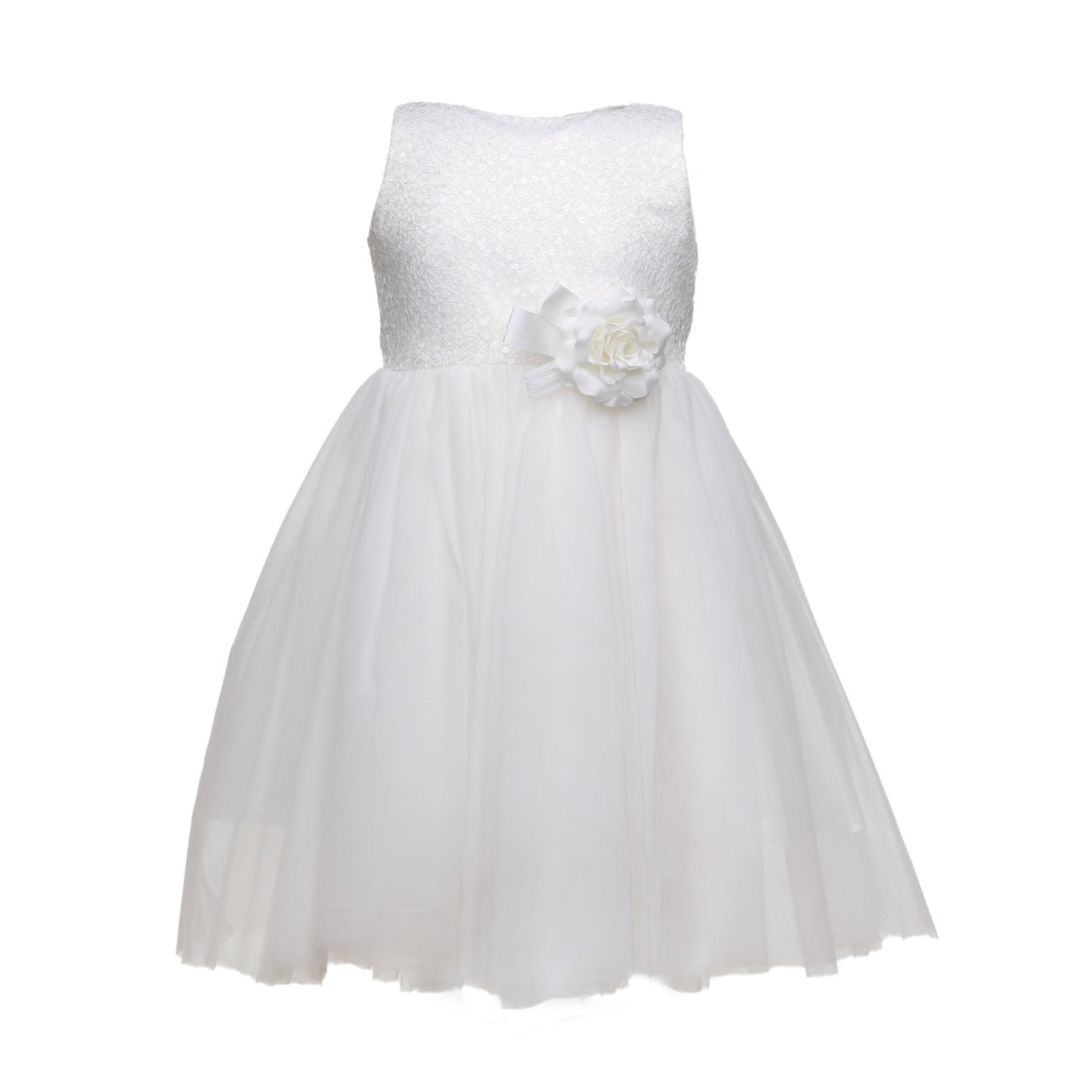 ABITO CERIMONIA AVORIO CON SPILLA FLOREALE BAMBINA - annameglio.com abbigliamento moda