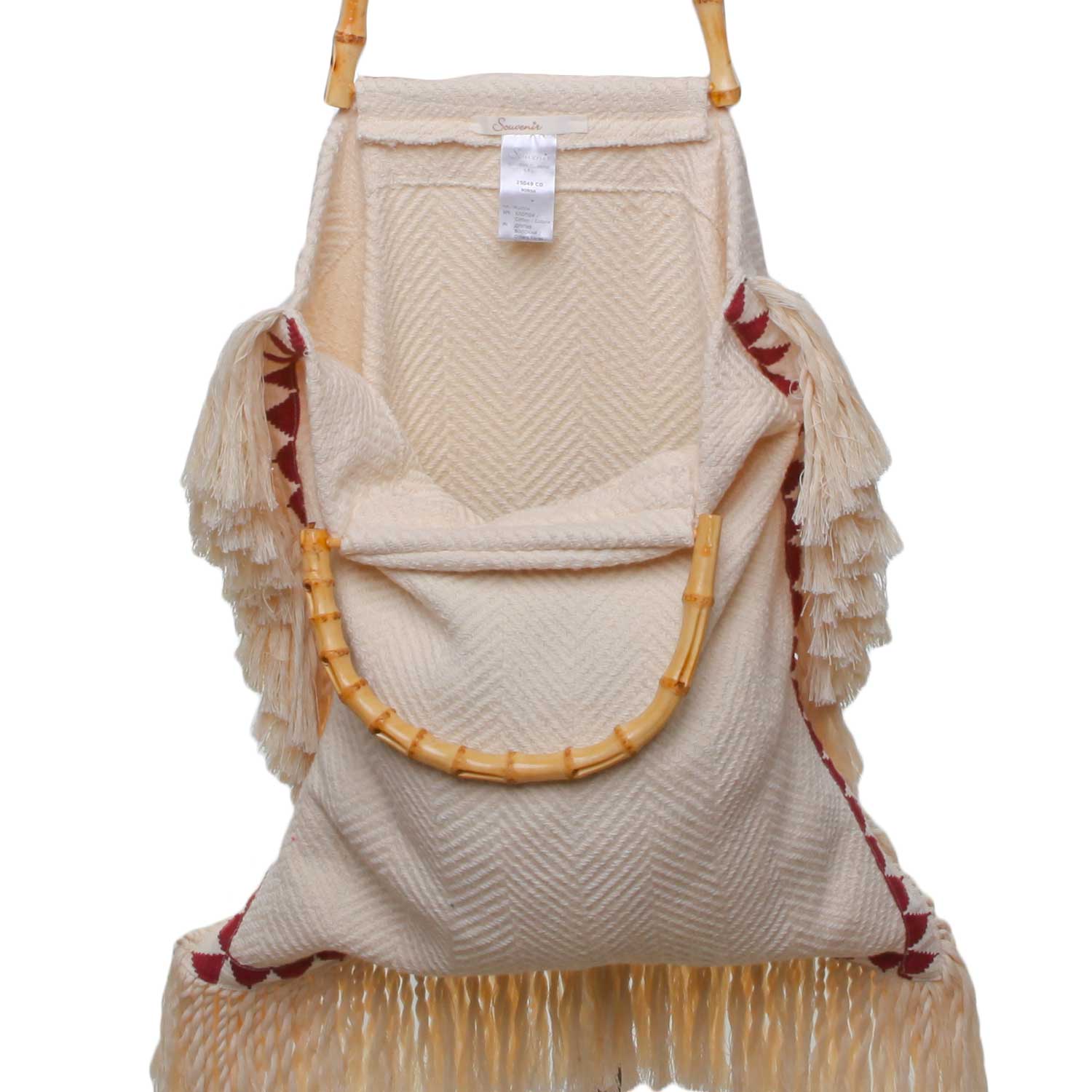 BORSA SHOPPER ECRU E BORDEAUX CON FRANGE - annameglio.com abbigliamento moda