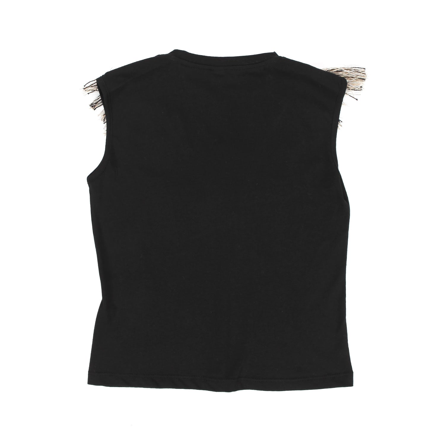 TOP CANOTTA NERO CON FRANGE BAMBINA E TEEN - annameglio.com abbigliamento moda