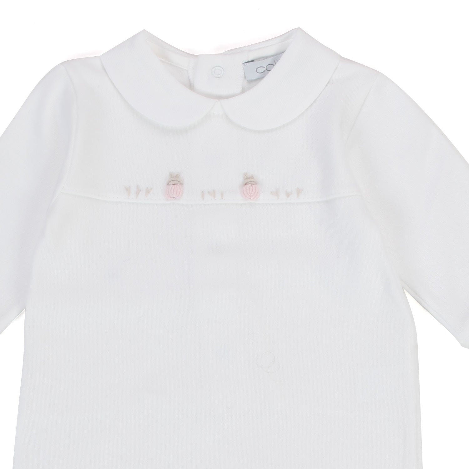 TUTINA NEONATA BIANCA CON RICAMI ROSA - annameglio.com abbigliamento moda