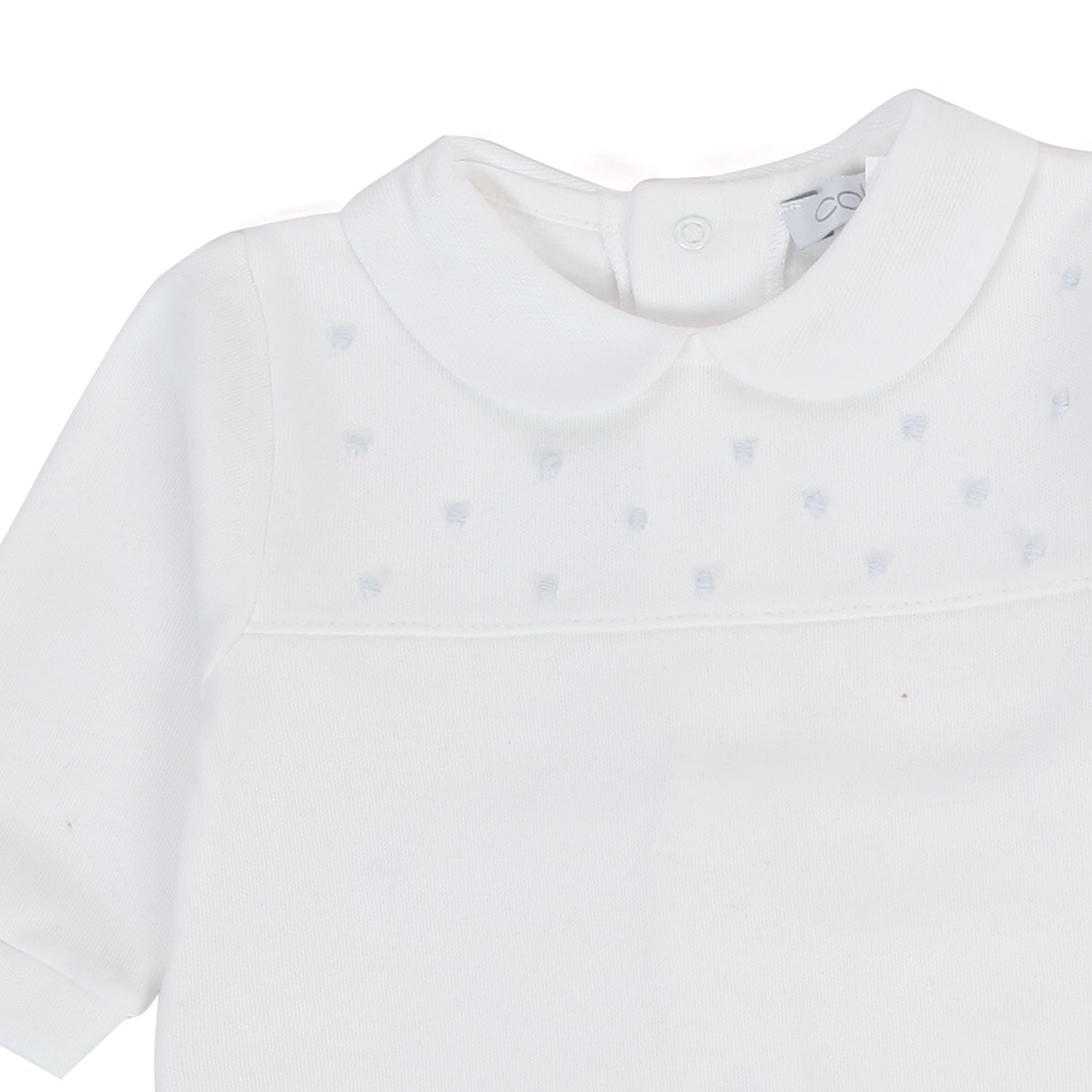 TUTINA BEBÈ BIANCA CON RICAMI CELESTI - annameglio.com abbigliamento moda