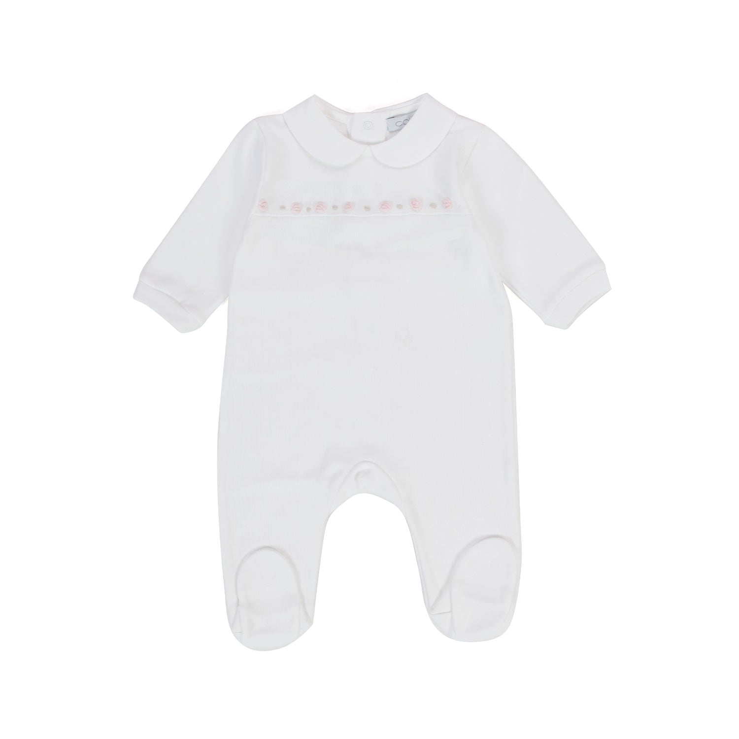 TUTINA BIANCA CON RICAMI ROSA NEONATA - annameglio.com abbigliamento moda